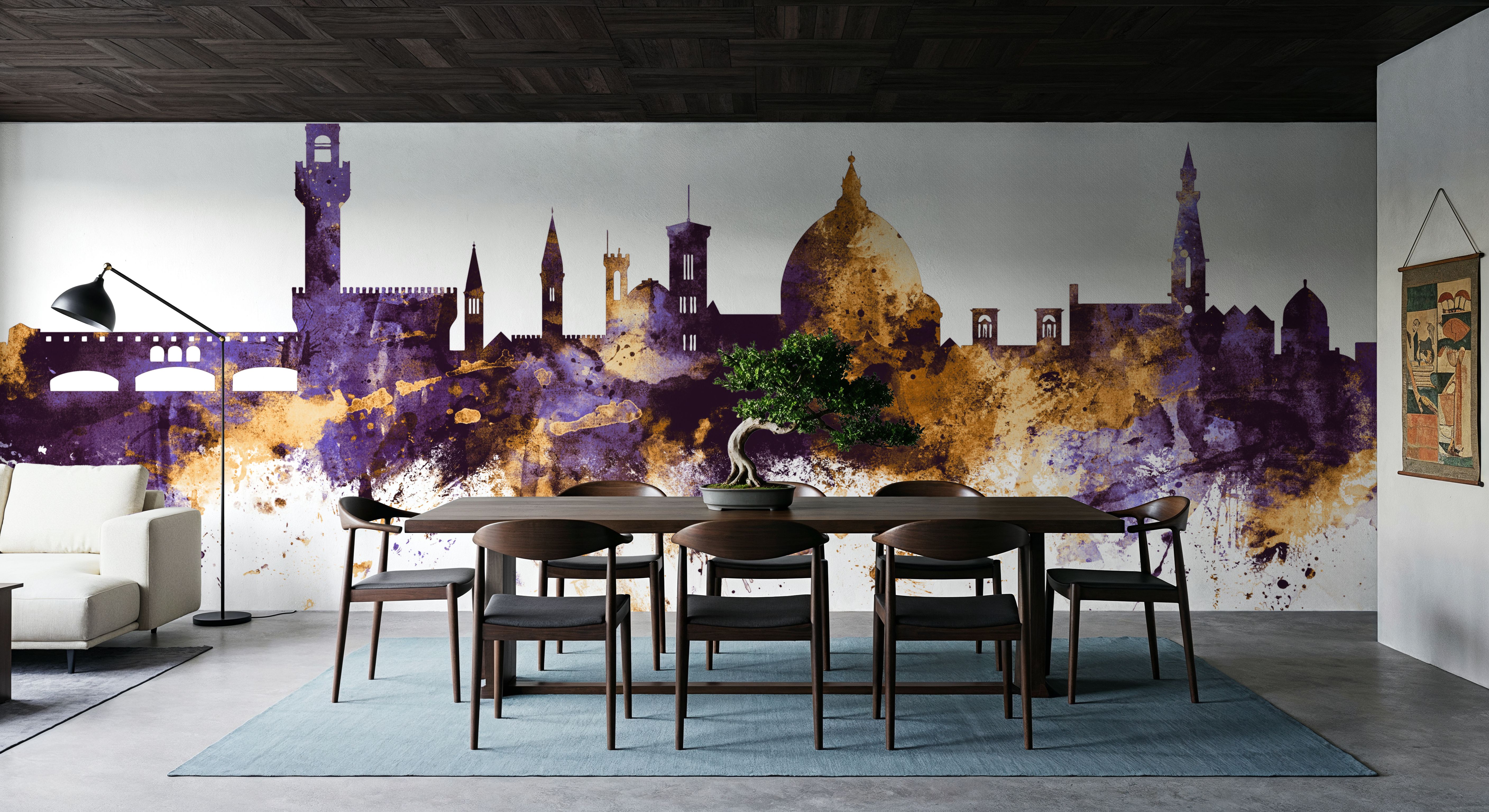 Florence Italy Skyline Purple & Gold