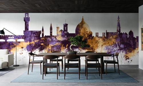 Florence Italy Skyline Purple & Gold