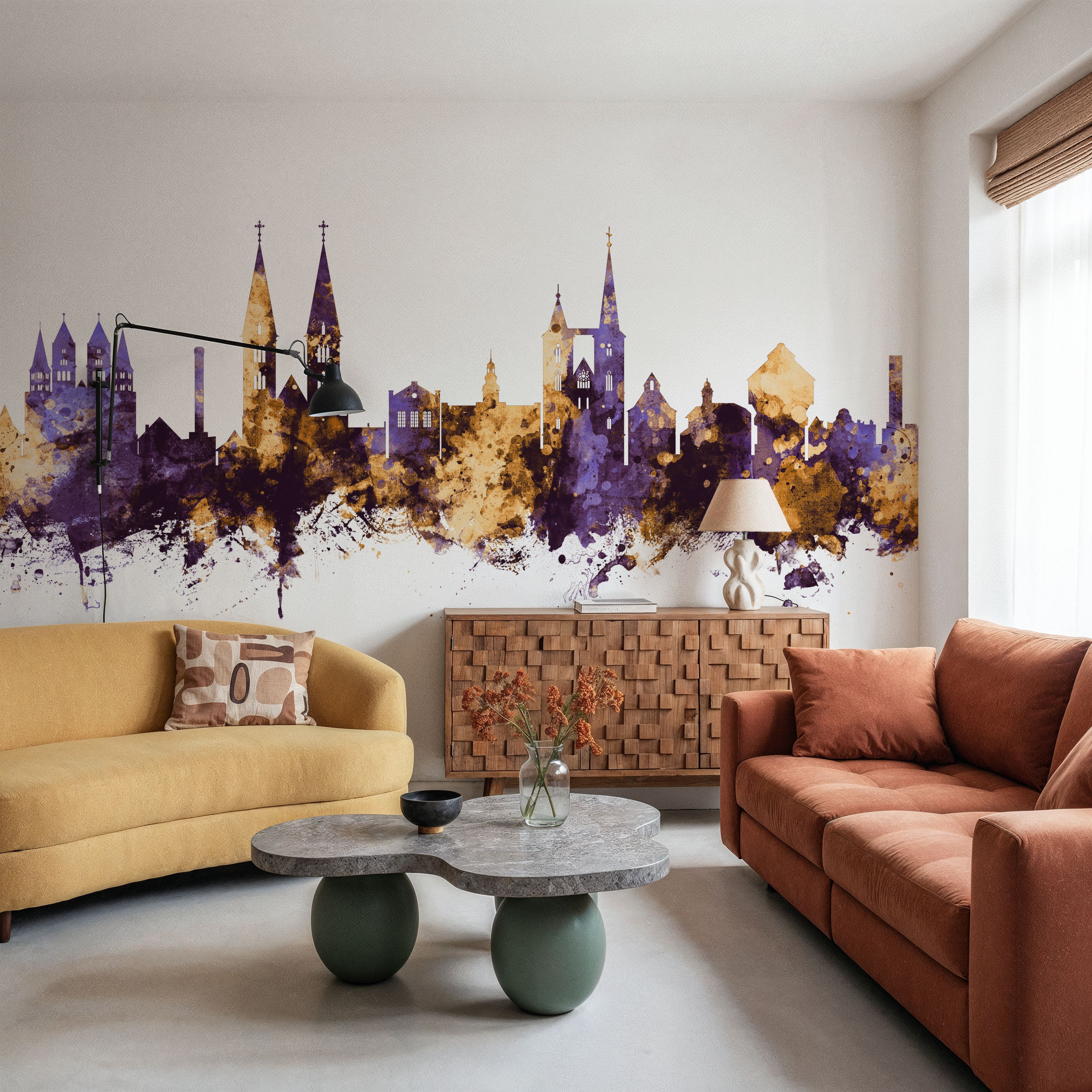 Halberstadt Germany Skyline Purple & Gold