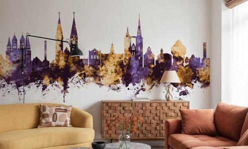 Halberstadt Germany Skyline Purple & Gold