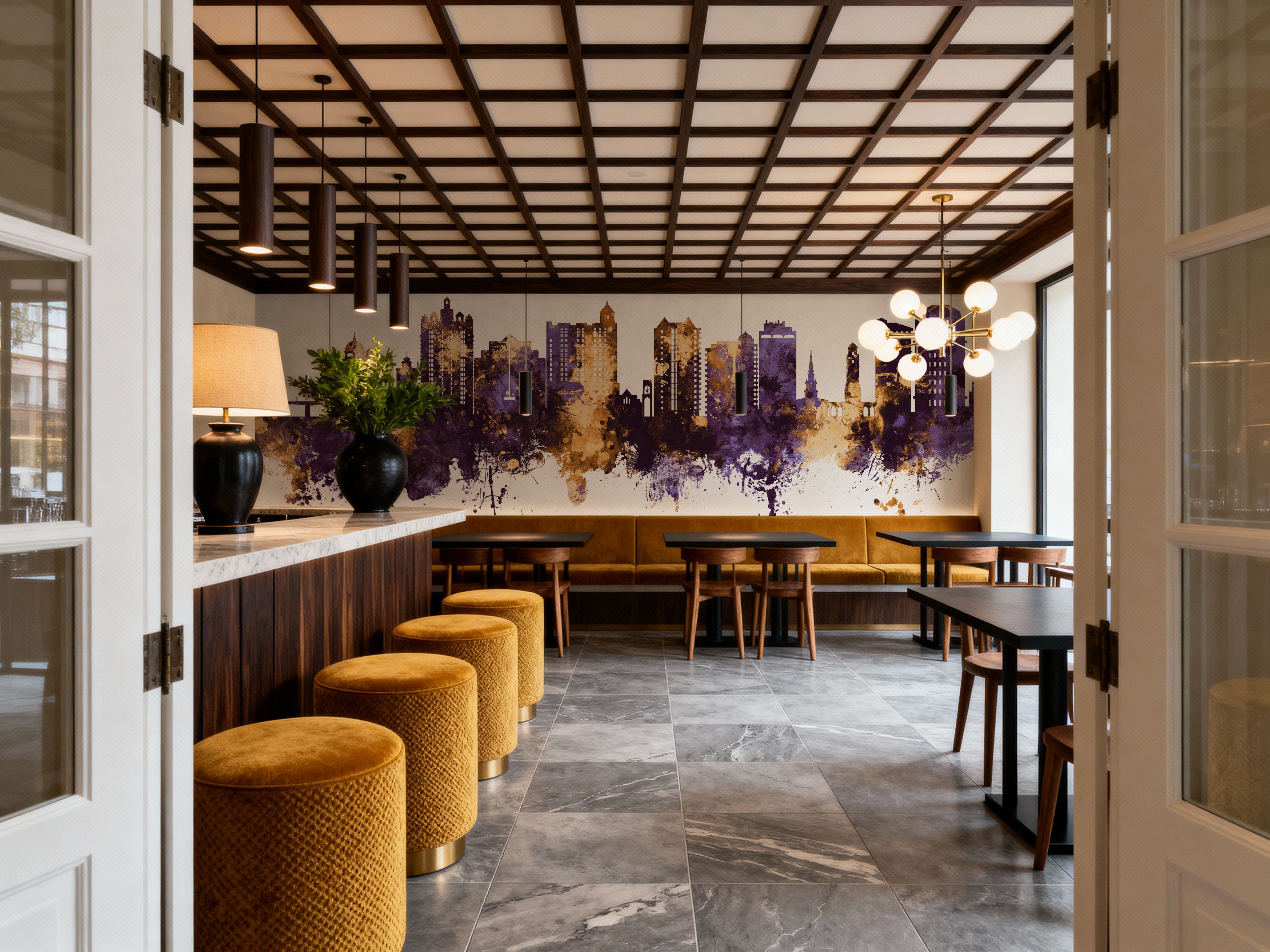 Sarasota Florida Skyline Purple & Gold