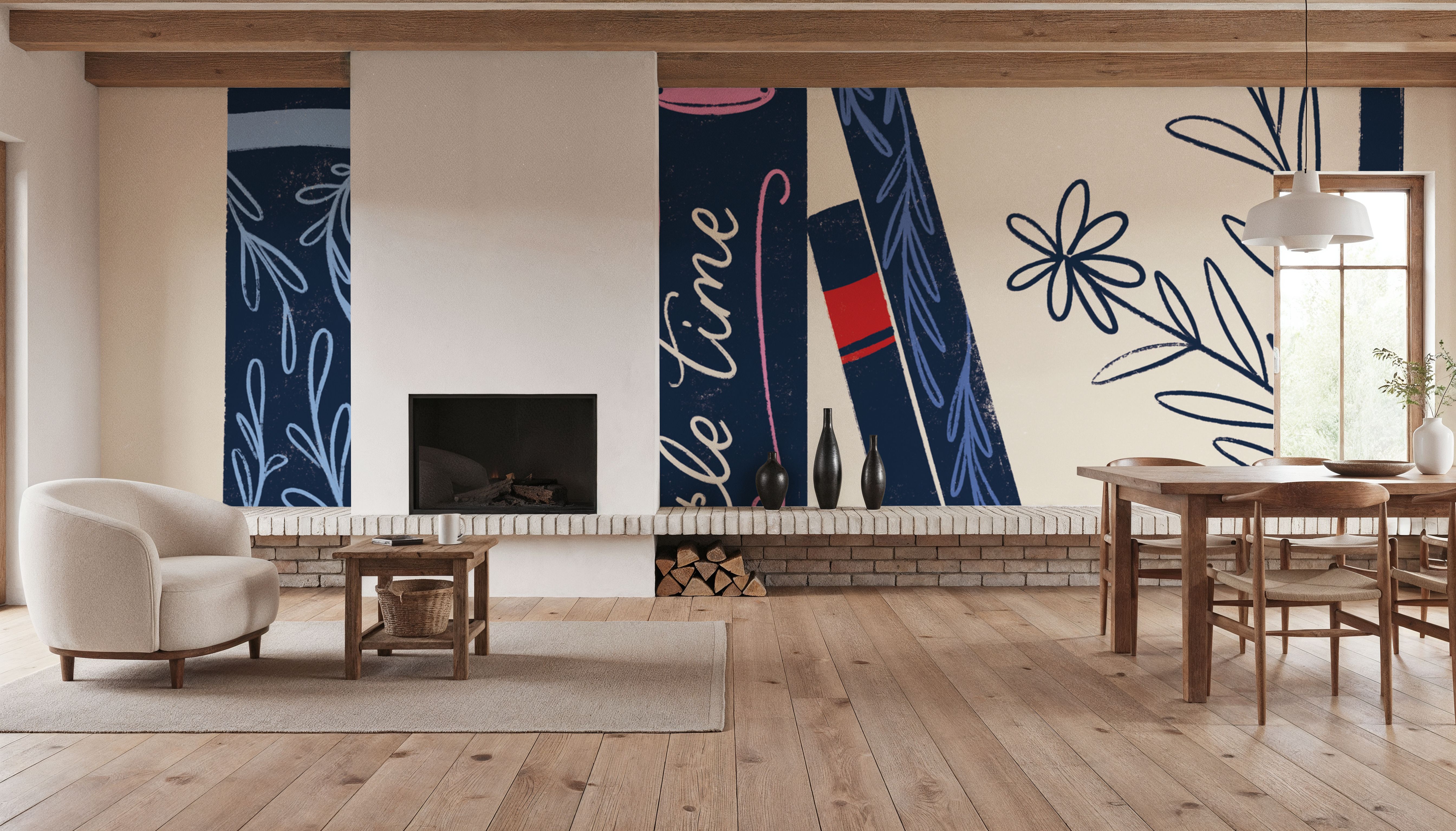 Bookish Blue I, Wallpaper