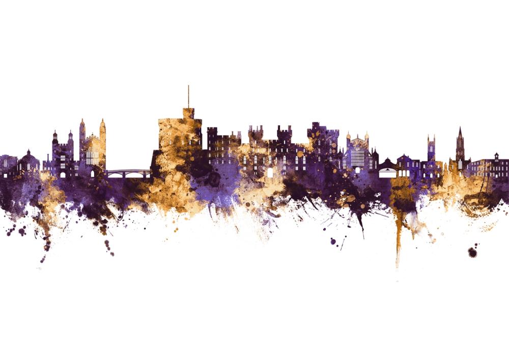 Windsor England Skyline Purple & Gold