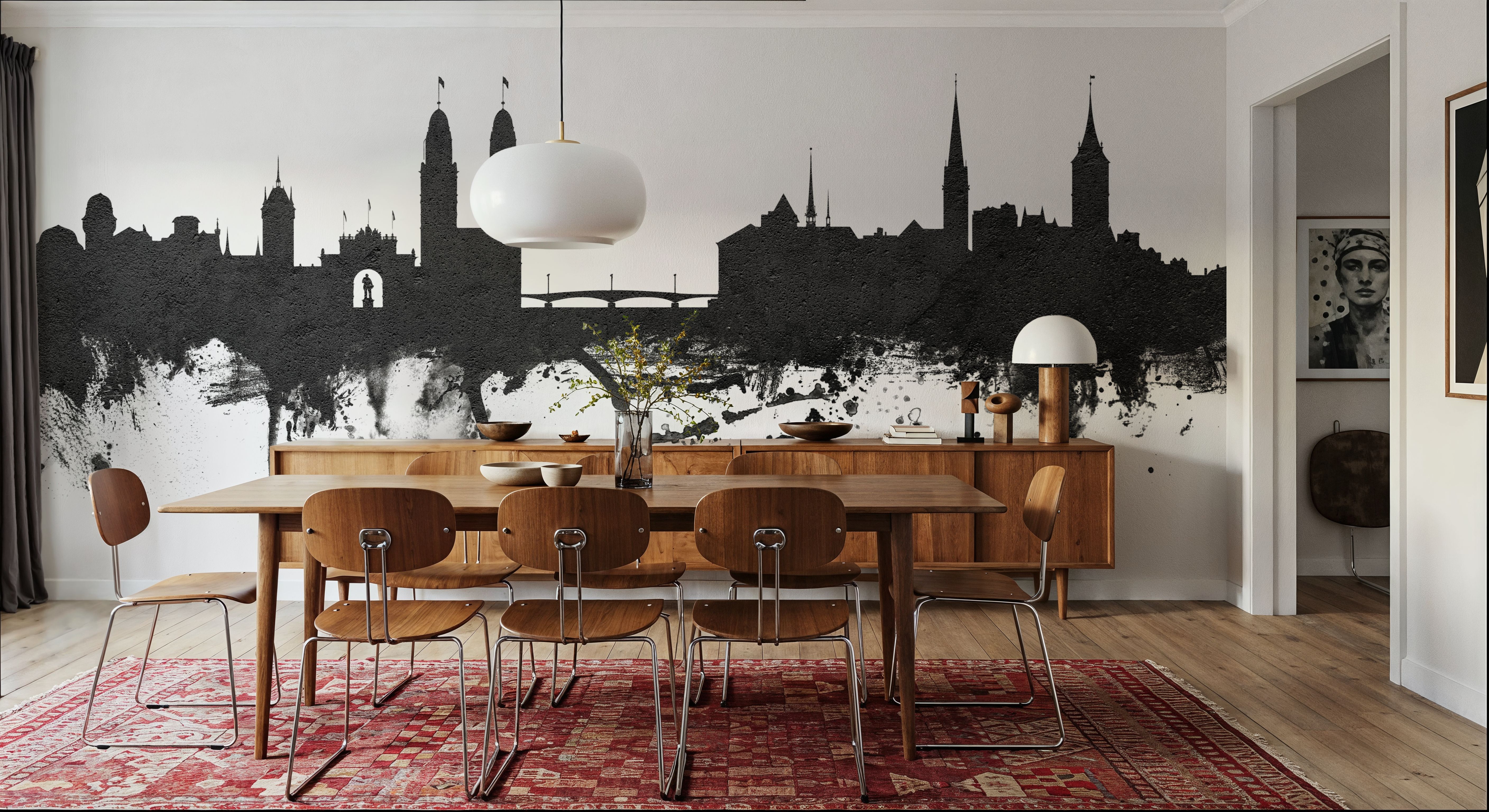 Zurich Switzerland Skyline Black & White