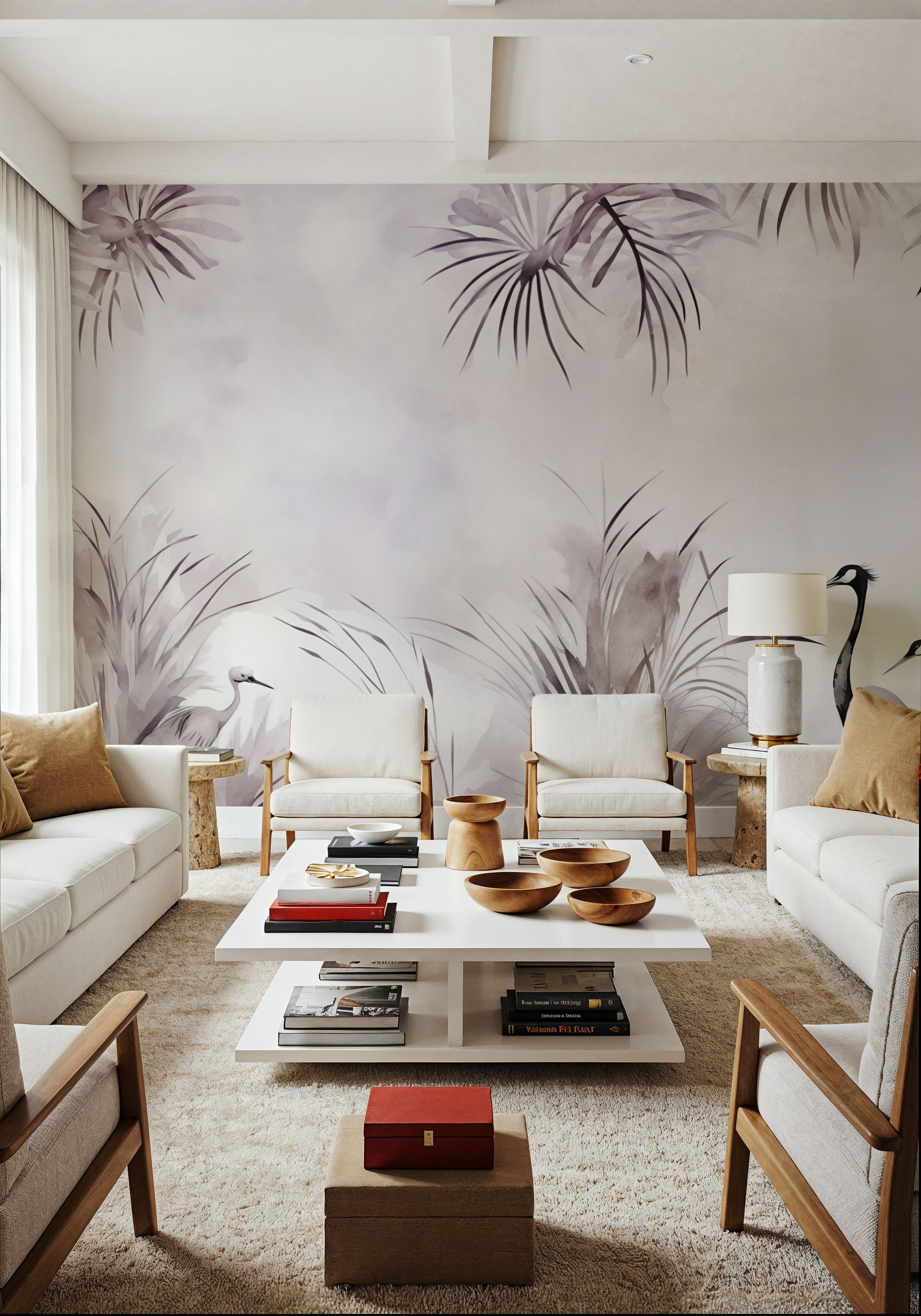 Cranes in a Field Purple