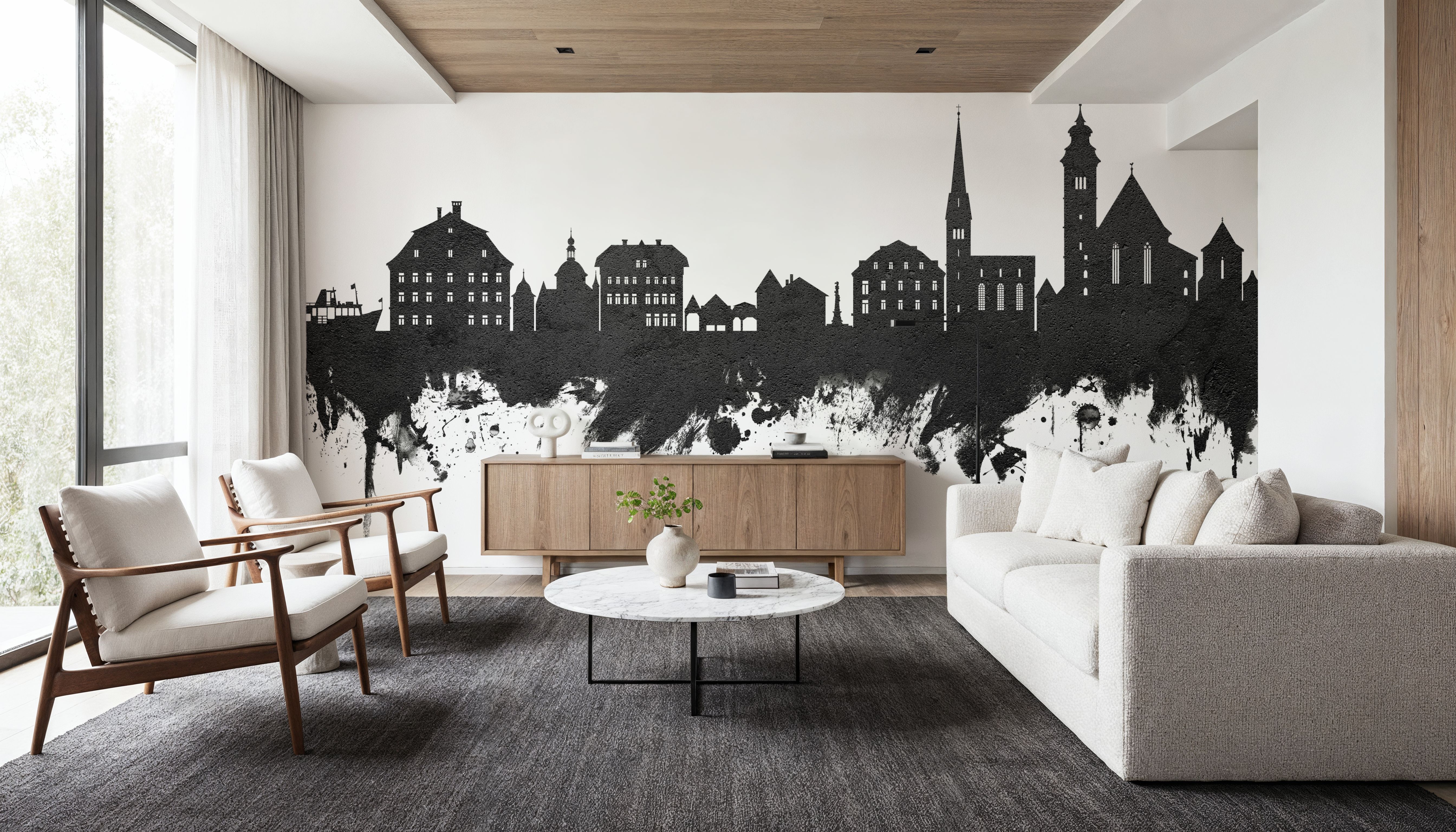 Hallstatt Austria Skyline Black & White