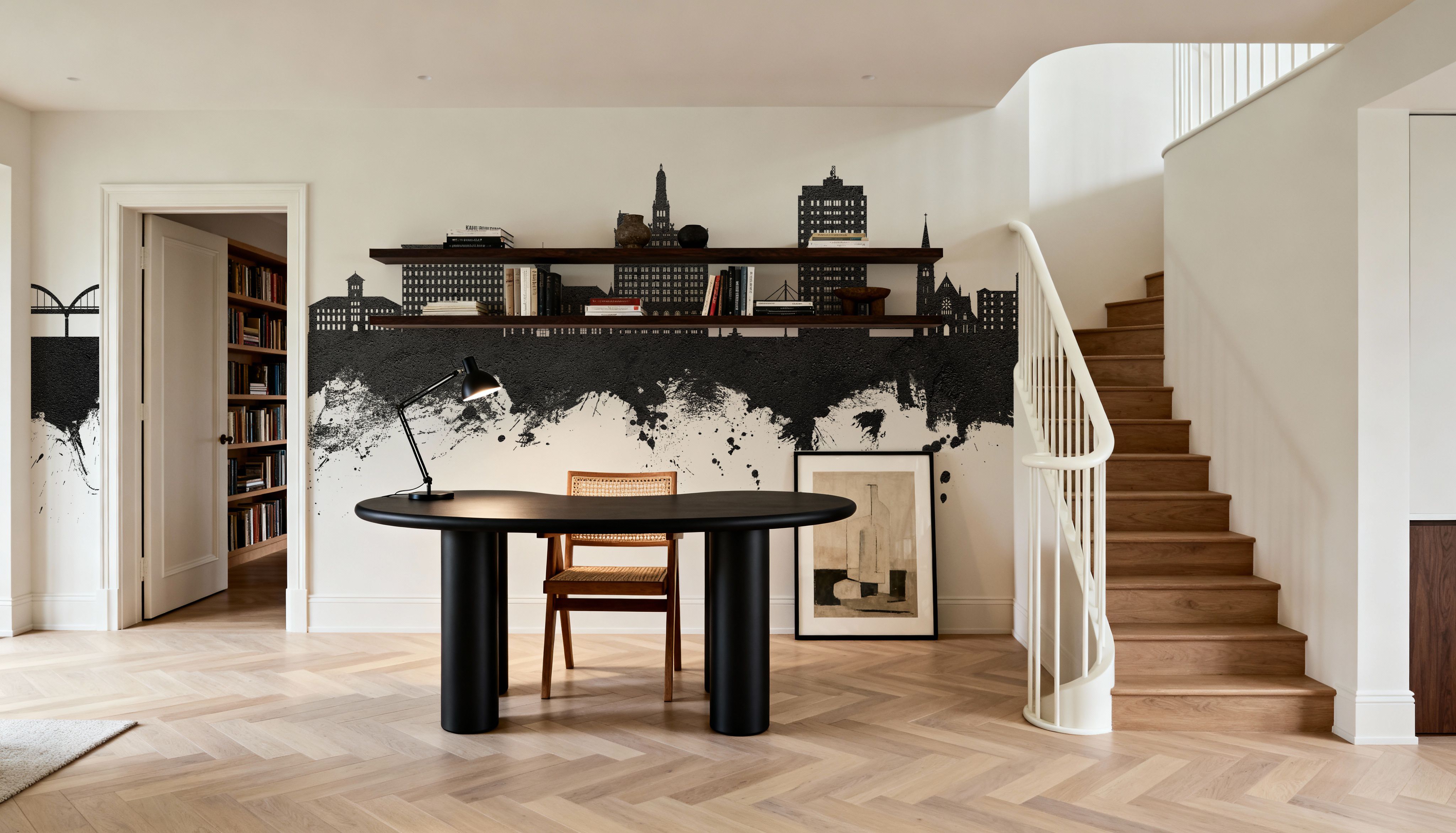 Davenport Iowa Skyline Black & White