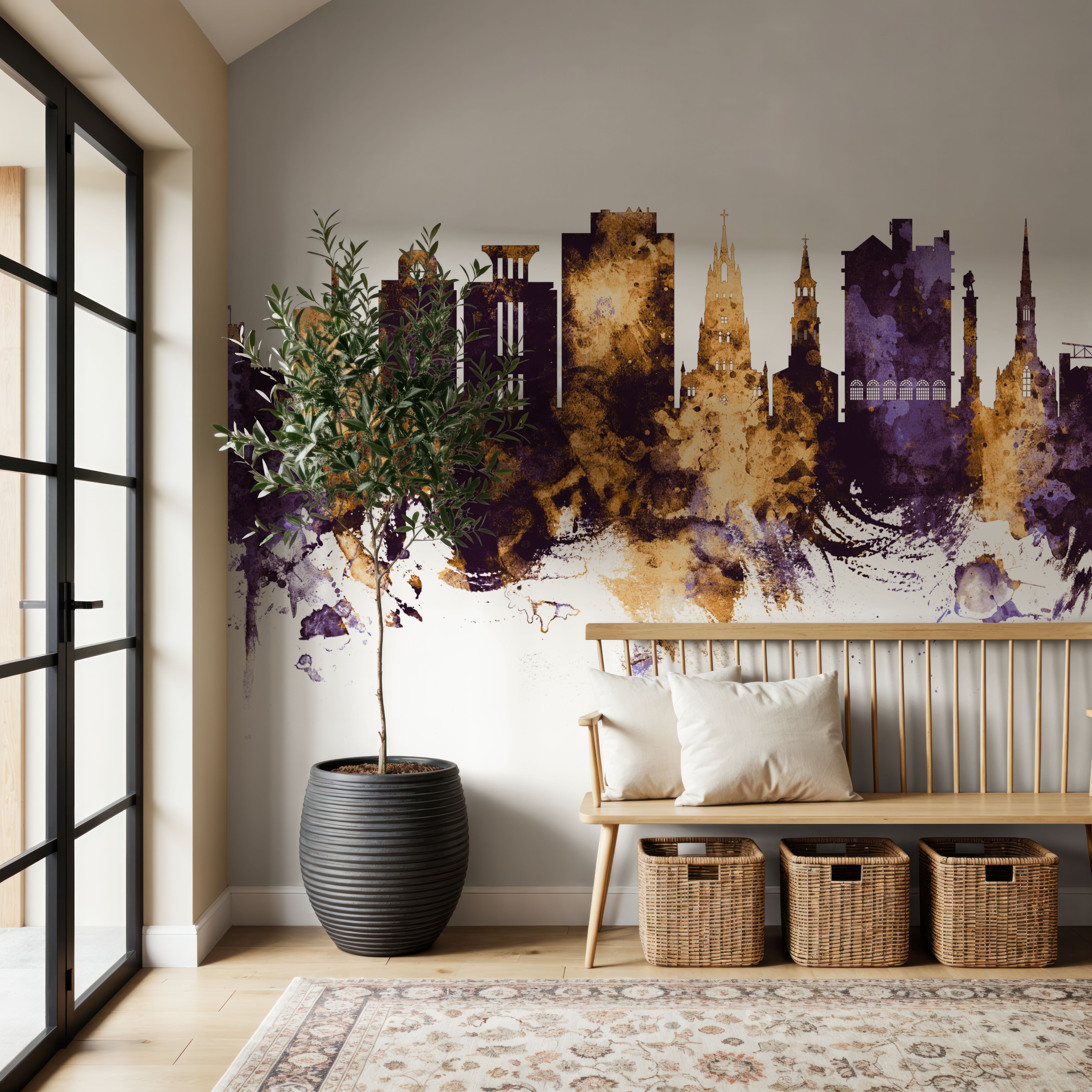 Charleston South Carolina Skyline Purple & Gold