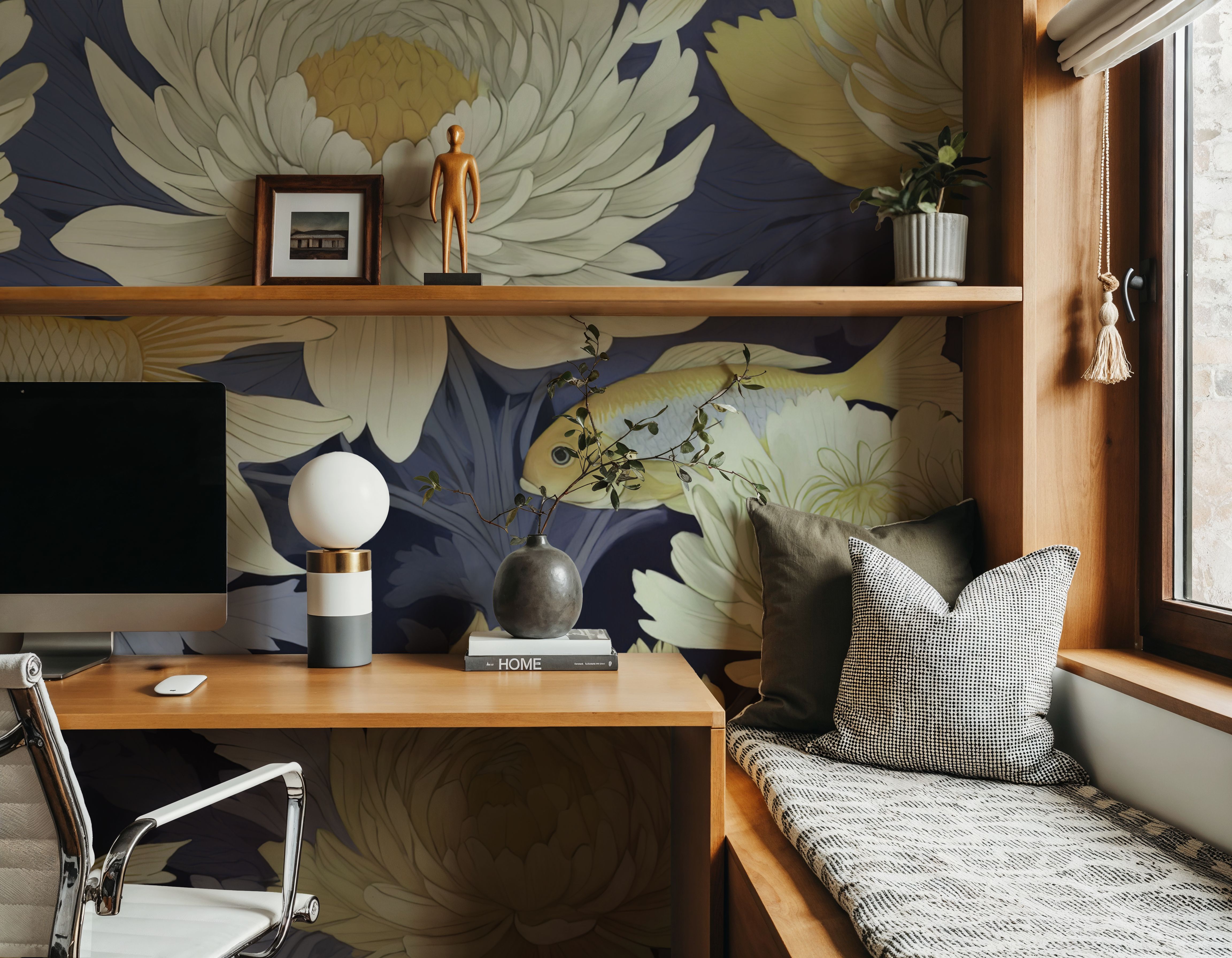 Dancing Fish, Yellow on Purple, Papel de parede