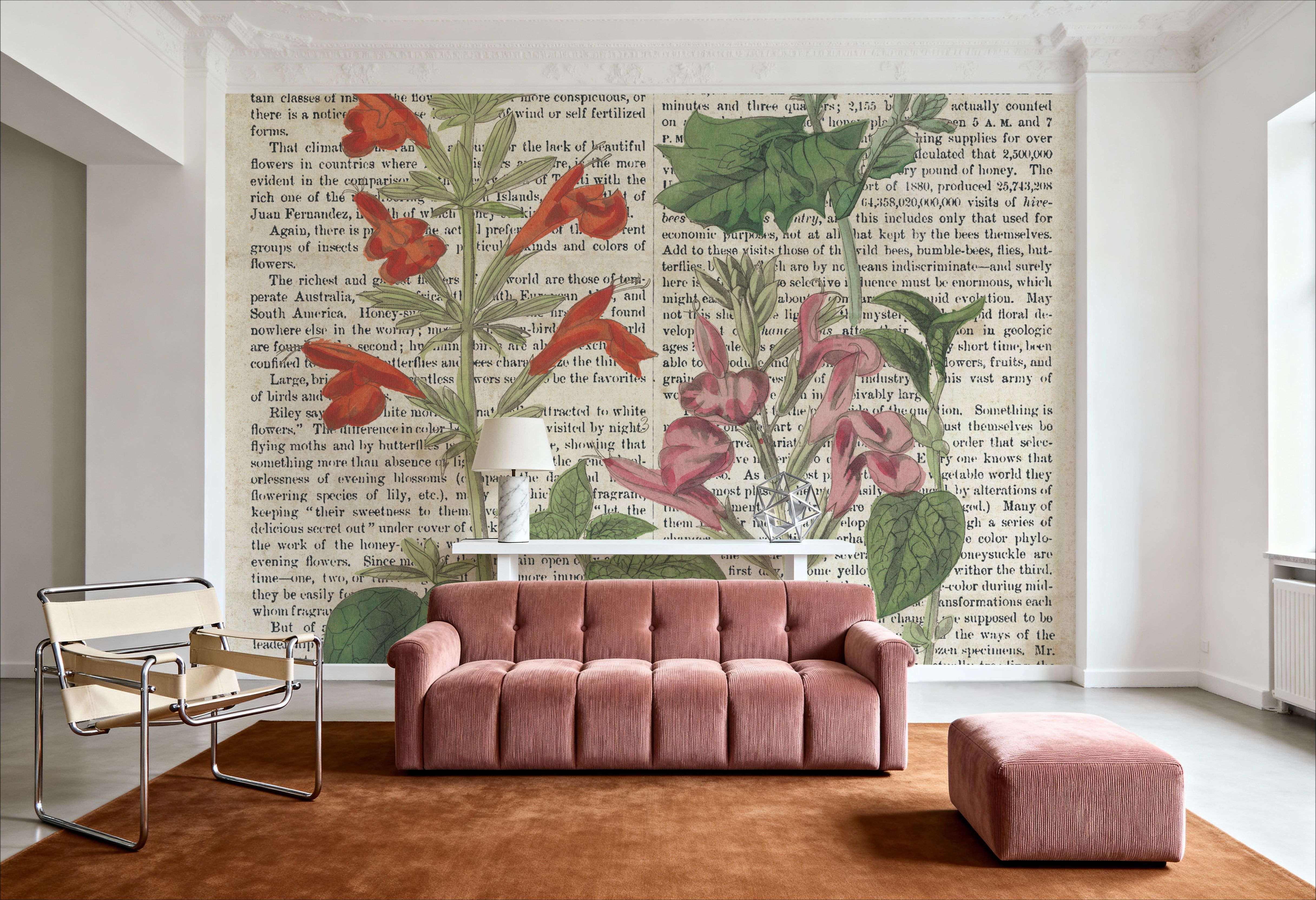 Salvia Florals on Newsprint I
