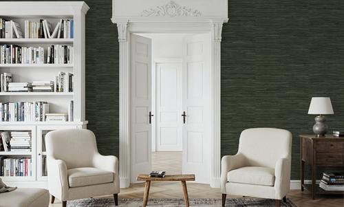 Faux Grasscloth with Visible Seams, Evergreen
