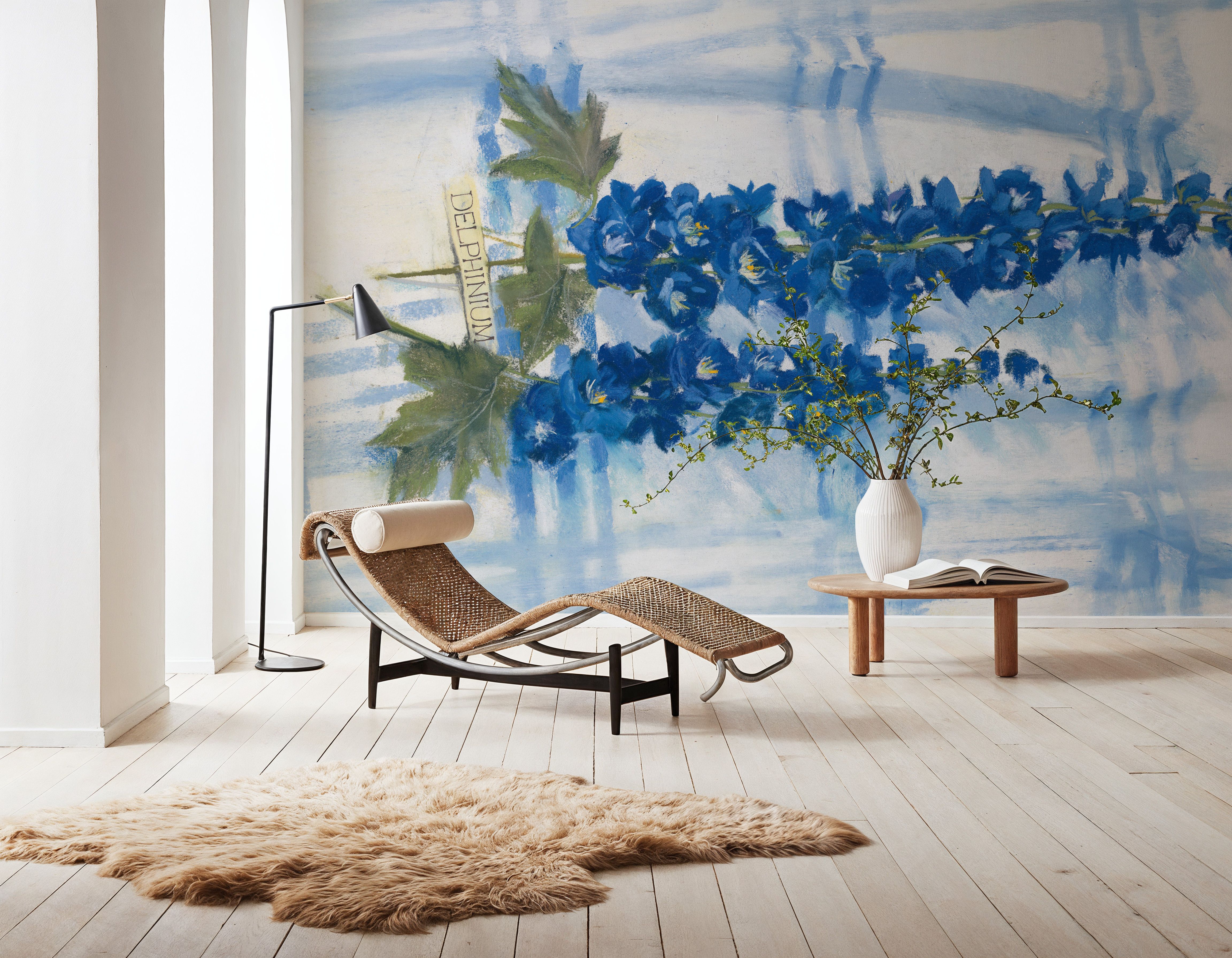 Delphinium on Linen
