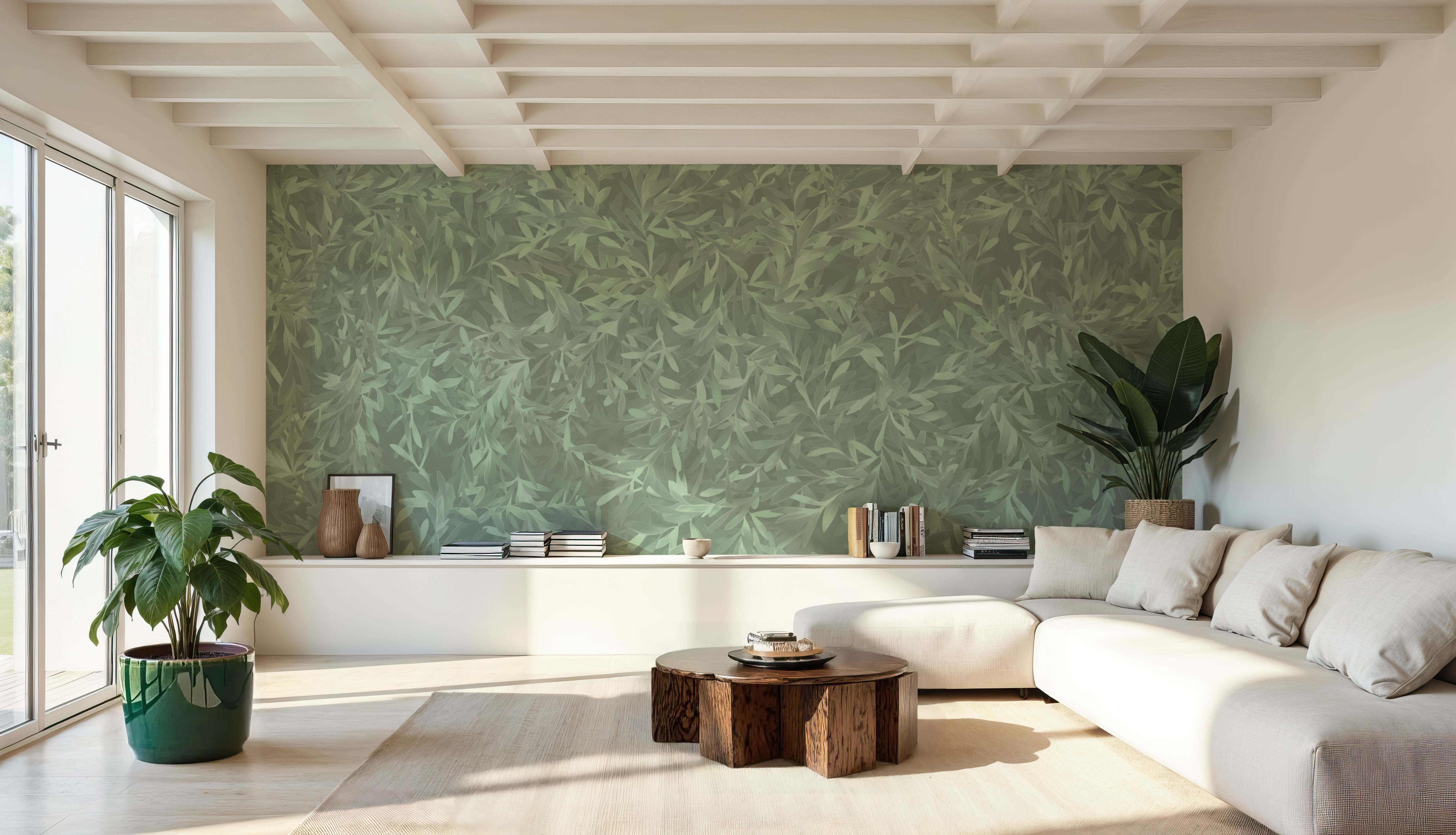 Lush Canopy Ceiling, Sage, Wallpaper