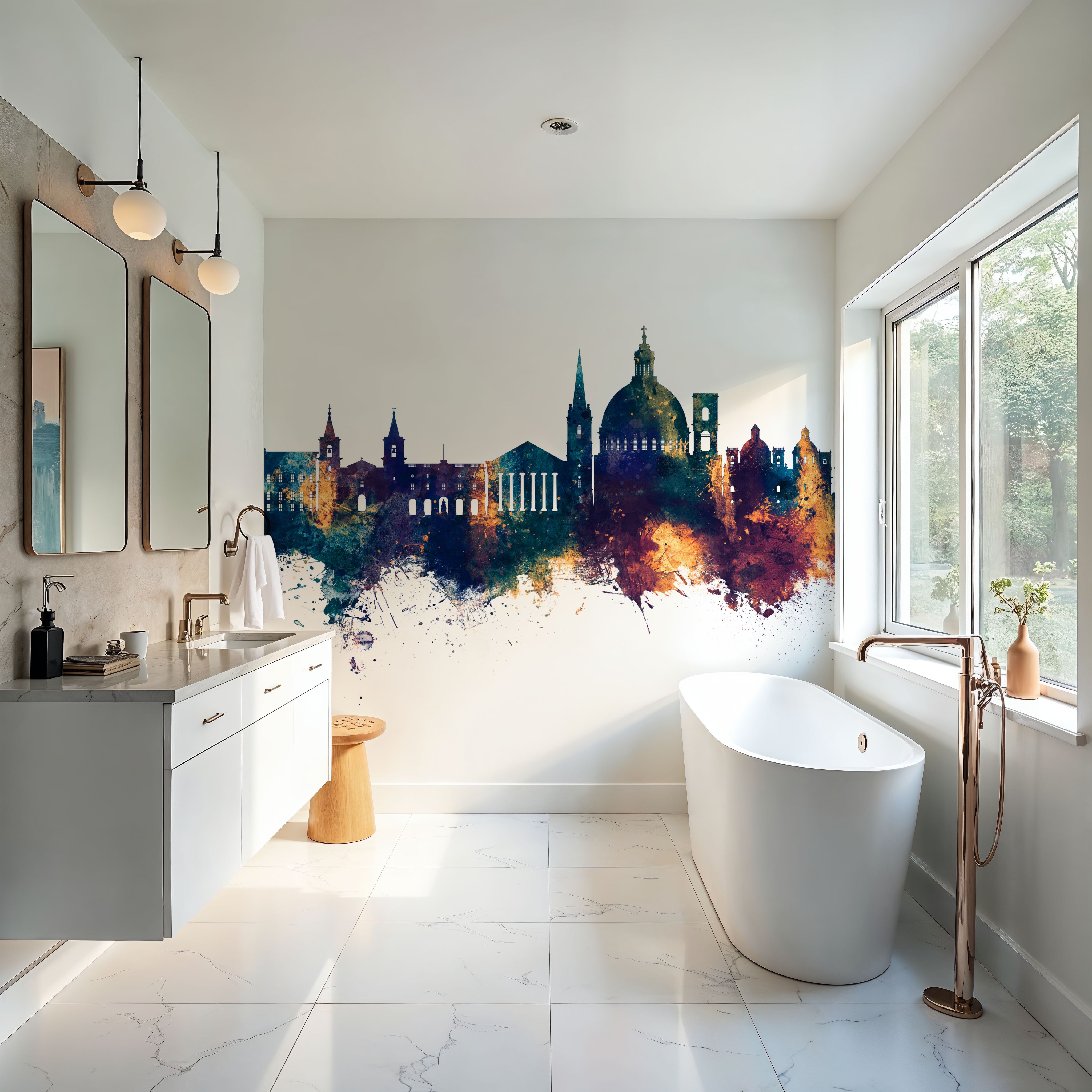 Valletta Malta Skyline Blue & Bronze