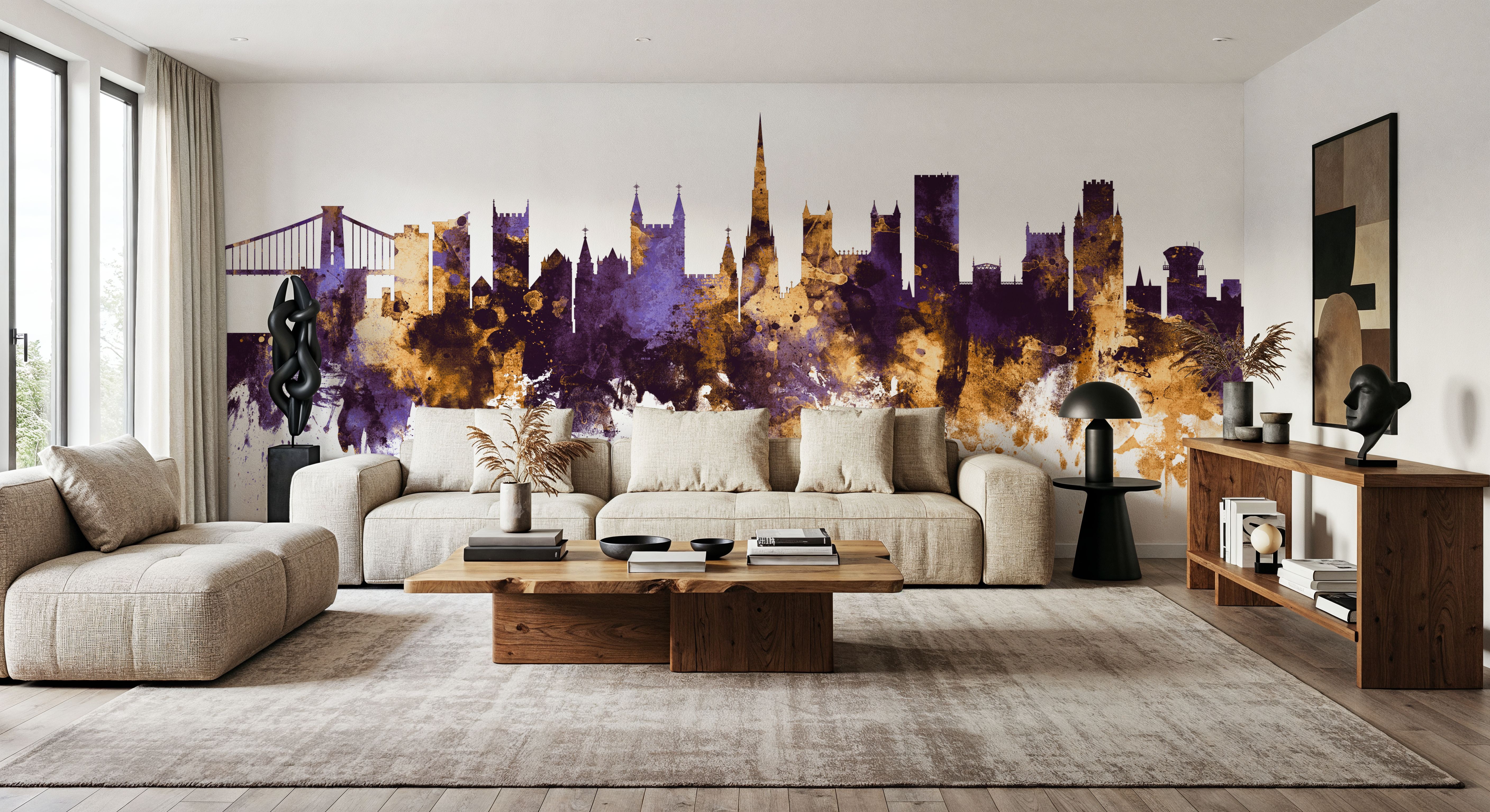 Bristol England Skyline Purple & Gold