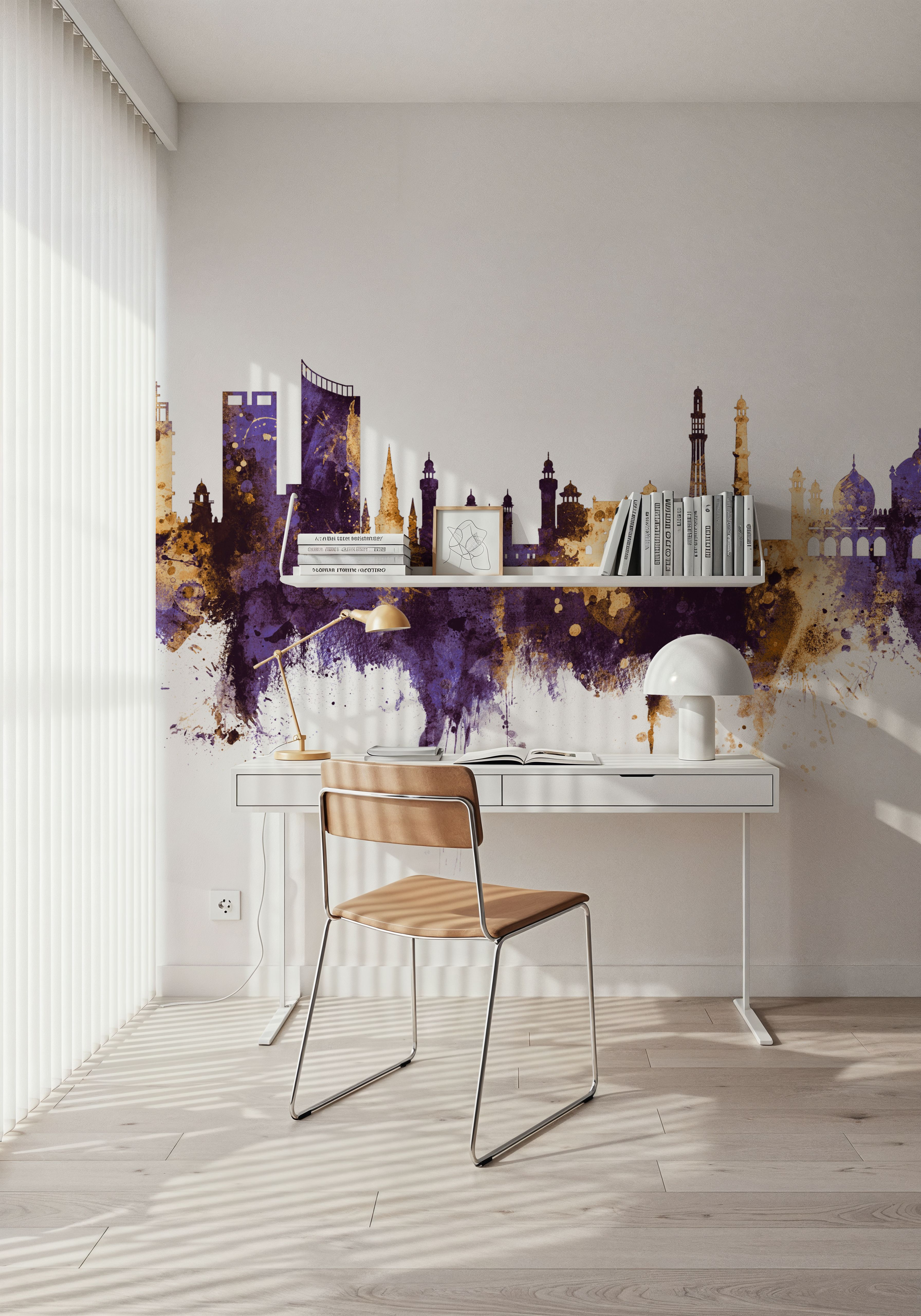 Lahore Pakistan Skyline Purple & Gold