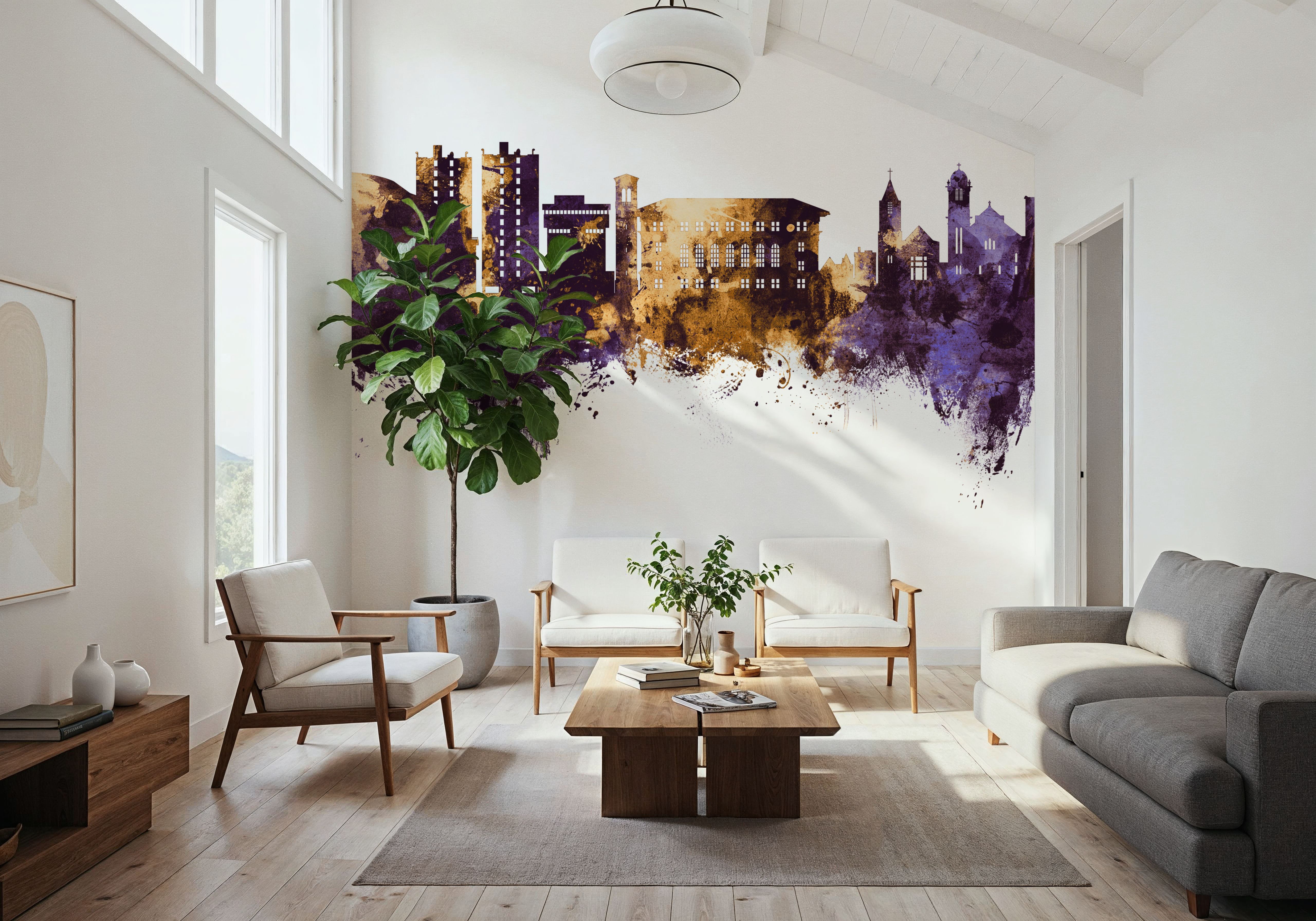 Cedar Falls Iowa Skyline Purple & Gold
