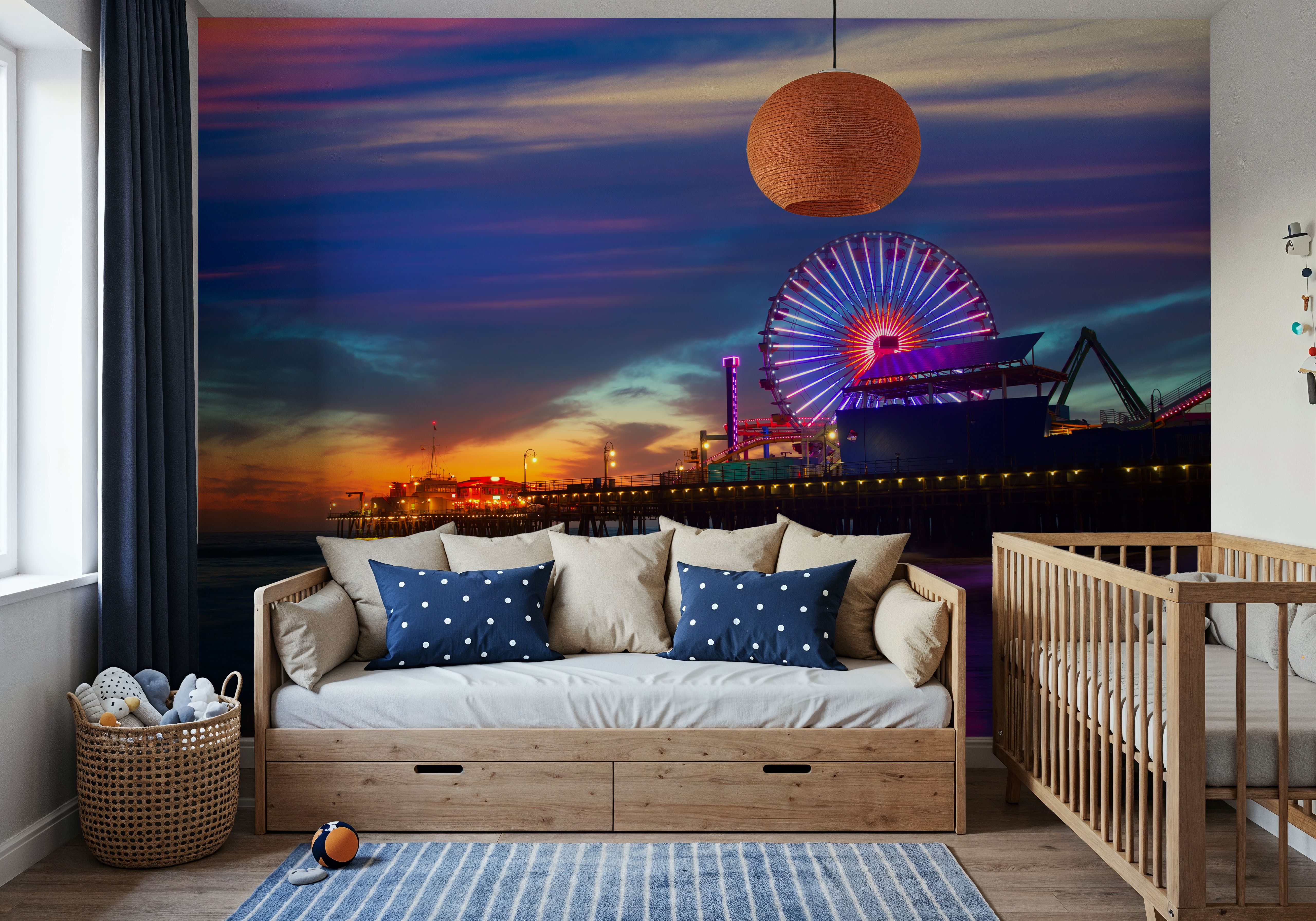 Santa Monica Pier Sunset Purple