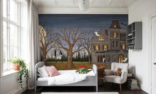 Haunted House with Full Moon