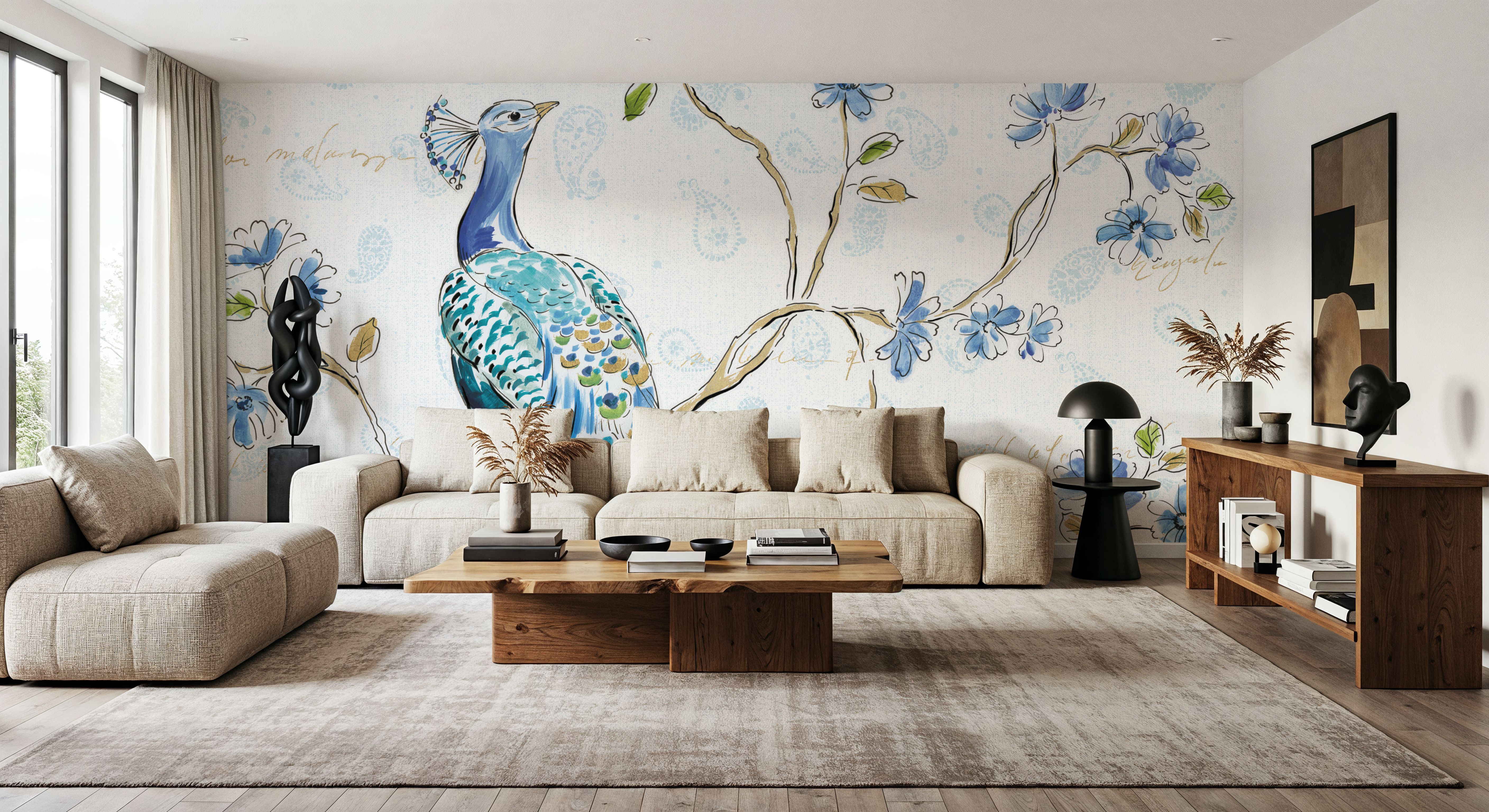 Peacock Allegory I White