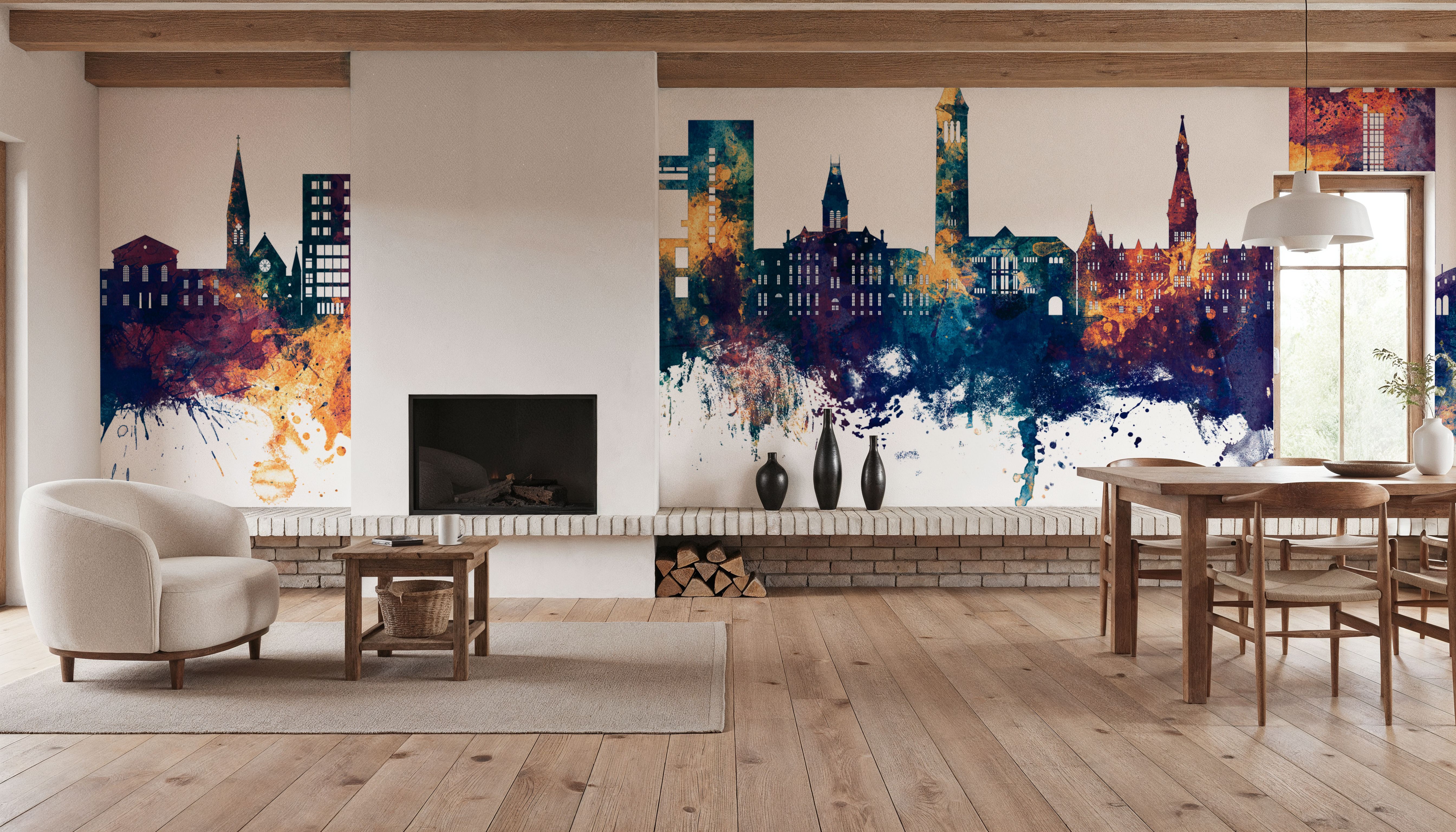 Ithaca New York Skyline Blue & Bronze