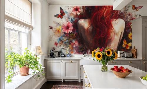 Watercolor Butterflies Red