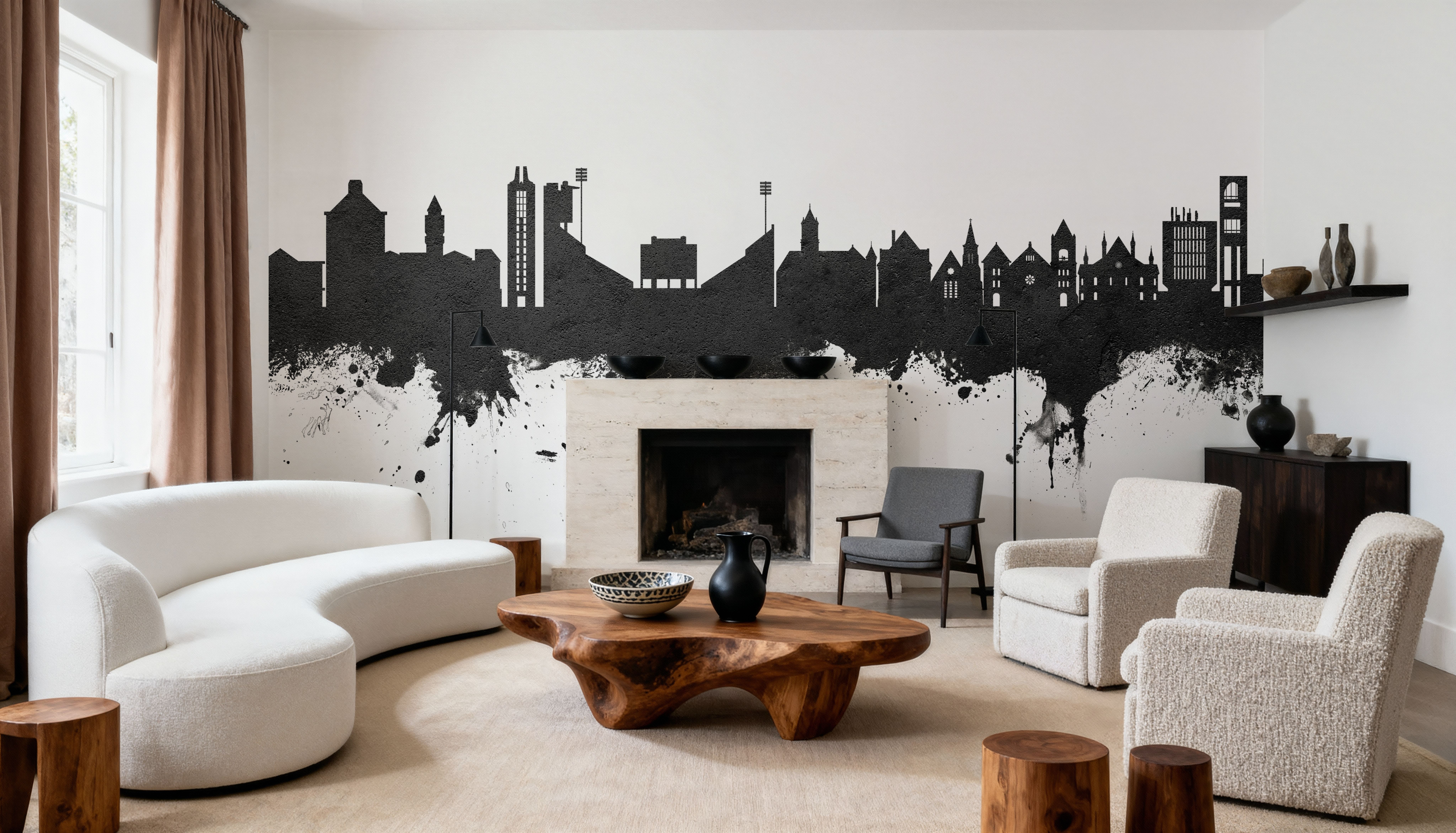 Lawrence Kansas Skyline Black & White