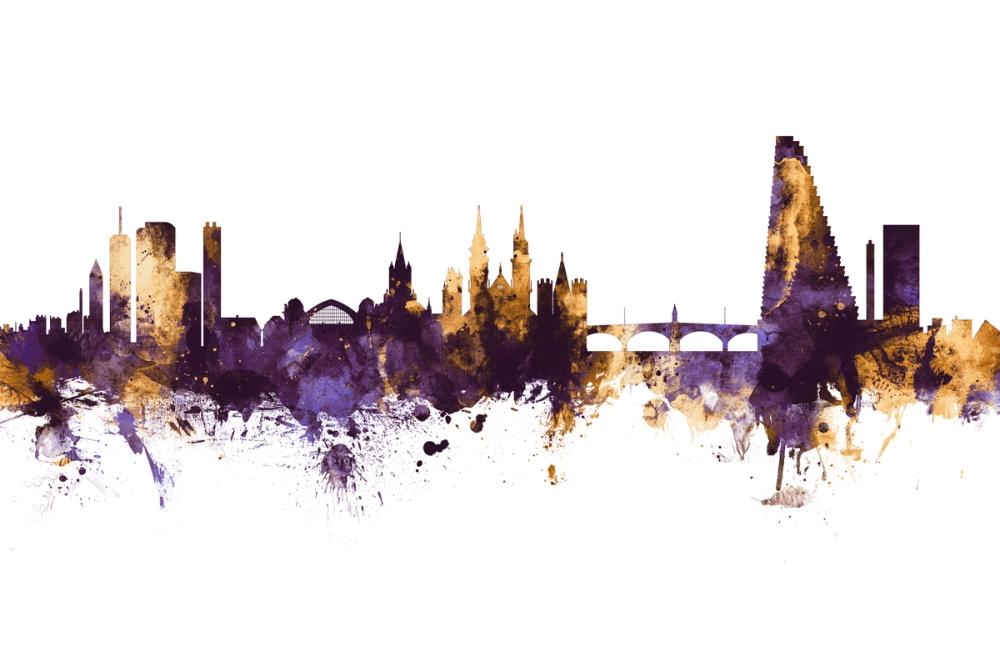 Basel Switzerland Skyline Purple & Gold
