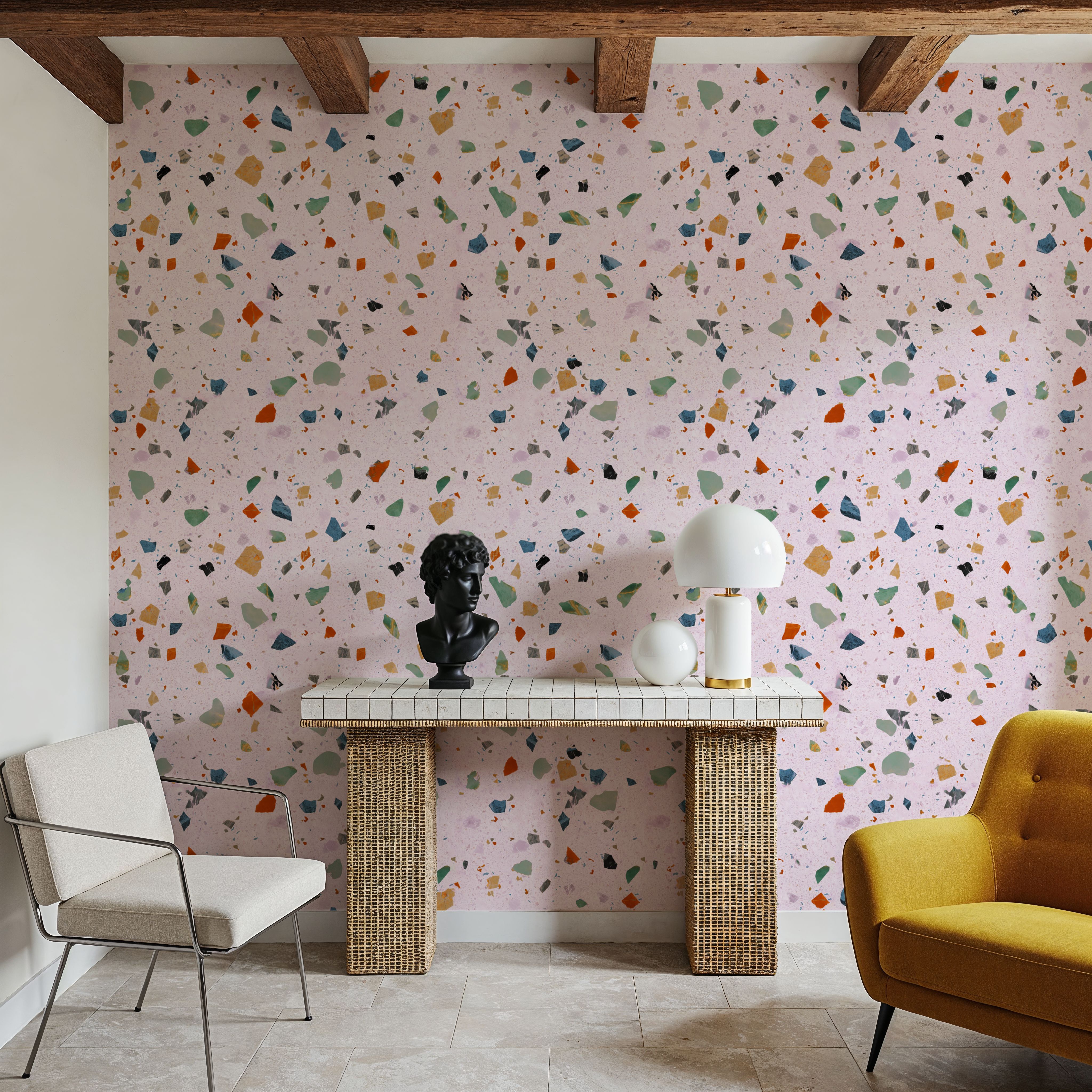 Terrazzo Multi Small, Pink, Wallpaper