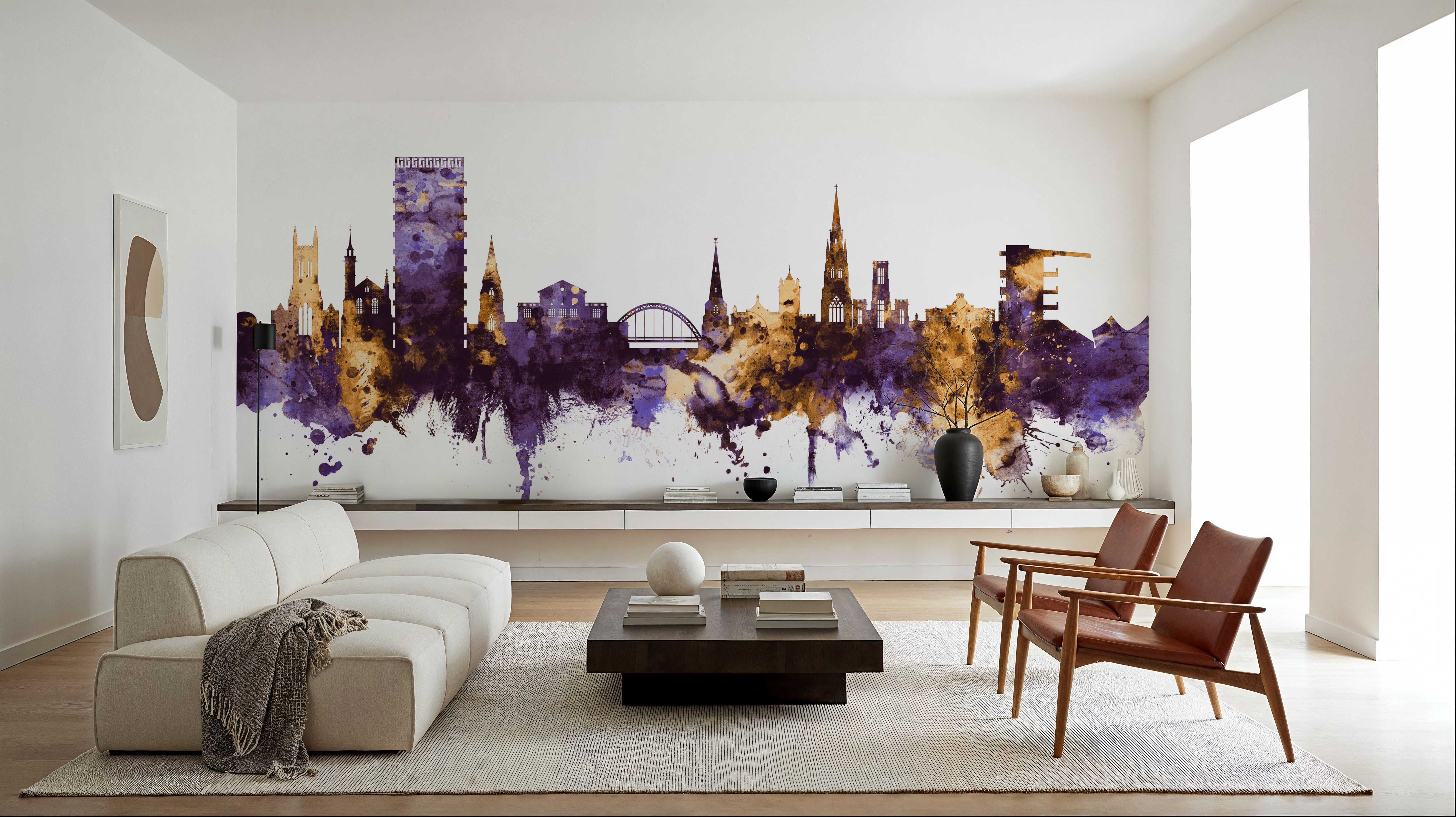 Cheltenham England Skyline Purple & Gold, Wallpaper