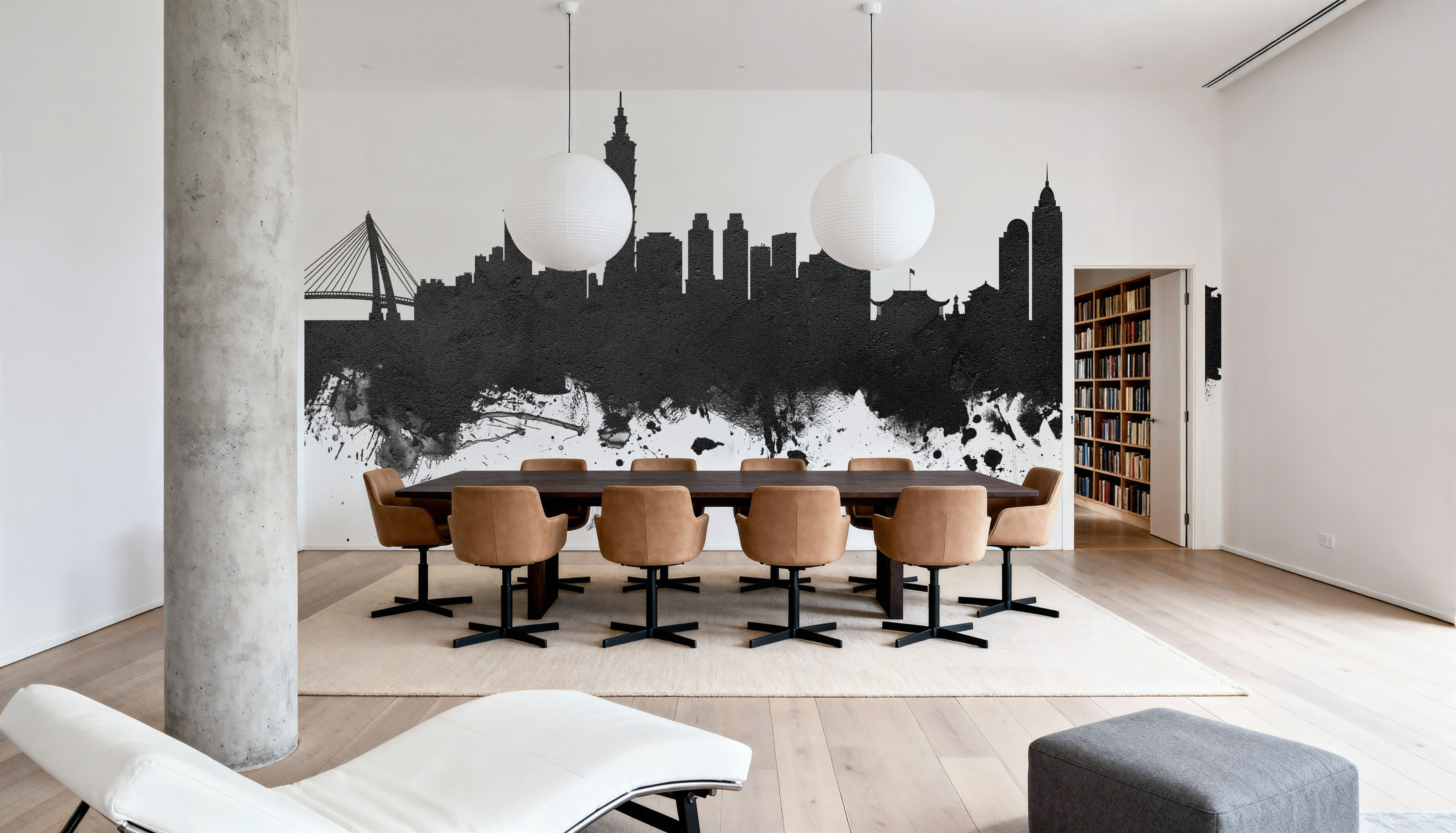 Taipei Taiwan Skyline Black & White, Wallpaper