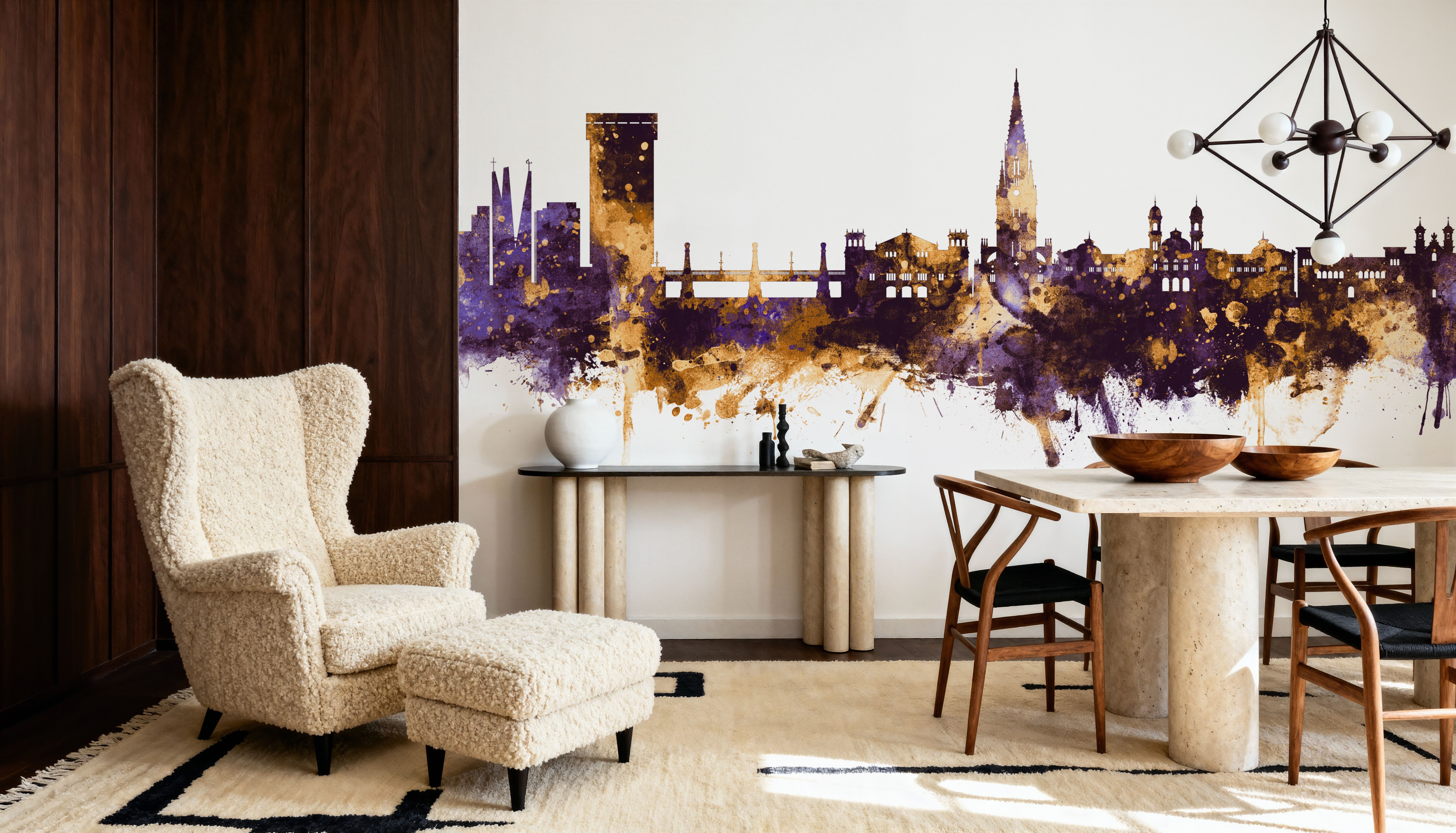 San Sebastian Spain Skyline Purple & Gold, Wallpaper