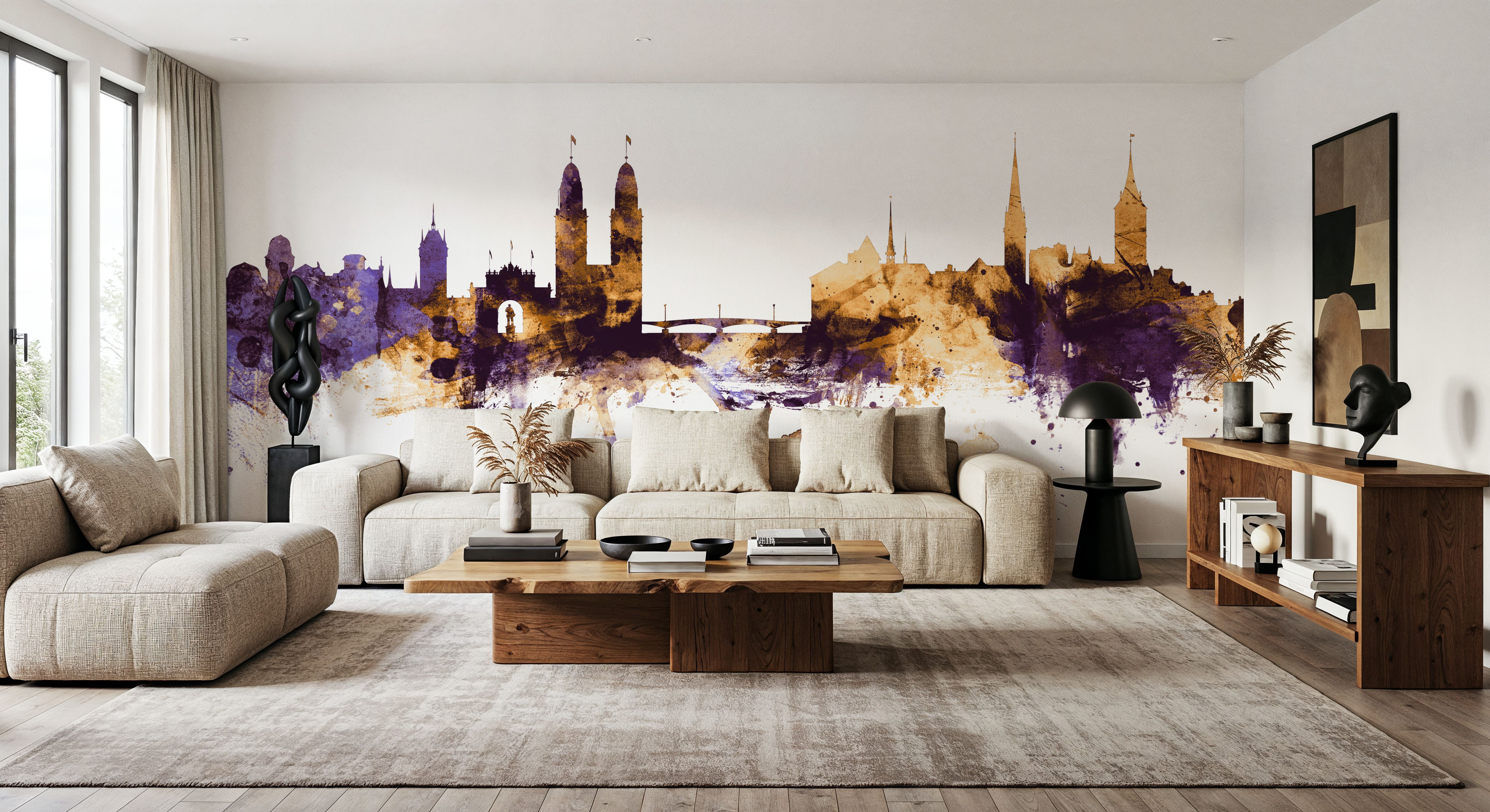 Zurich Switzerland Skyline Purple & Gold