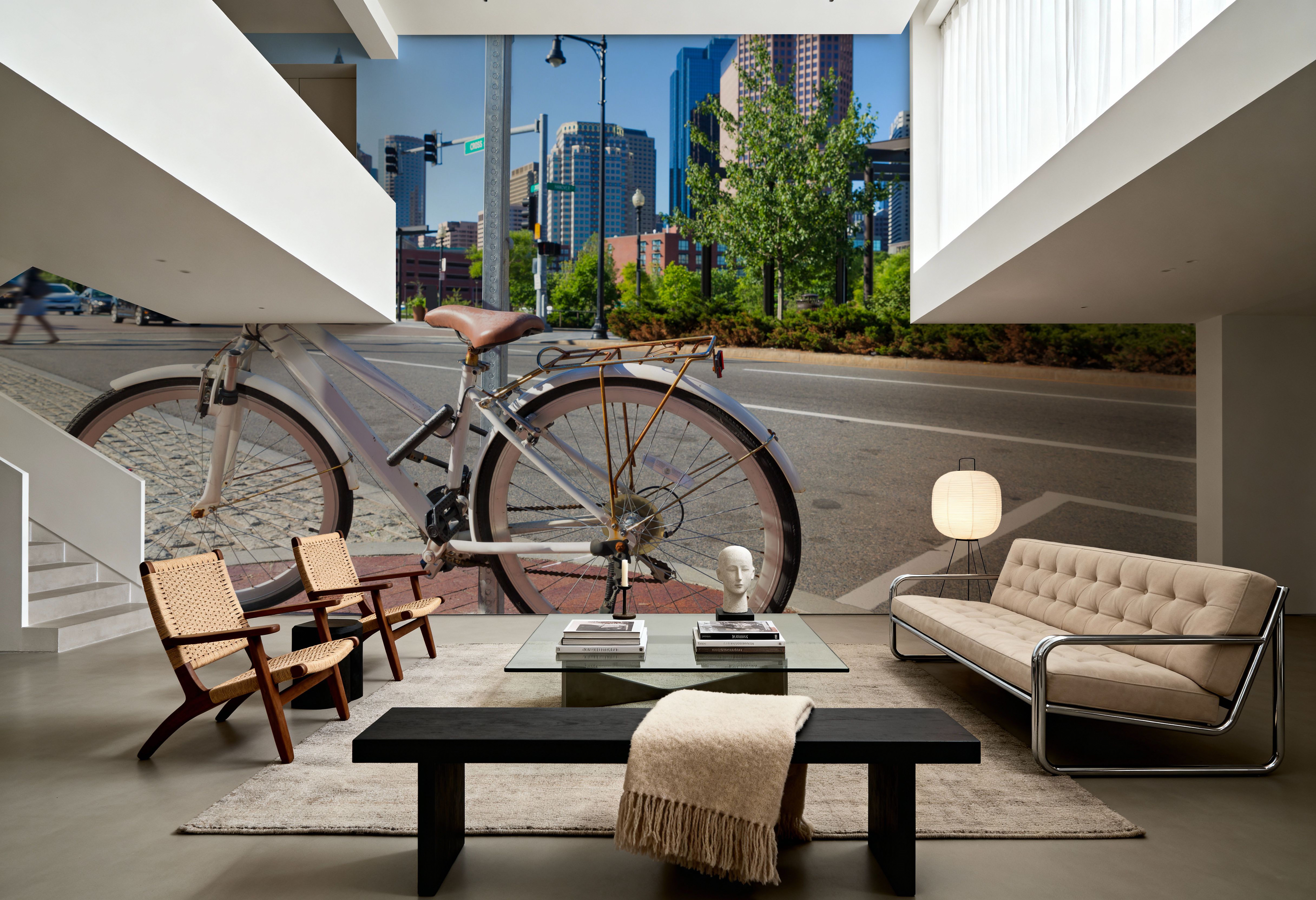 Wall Mural - North End Park - Big Cities Vehicles mural wallpaper - White - Offices - Wallism UK - Premium, Textured or Peel & Stick