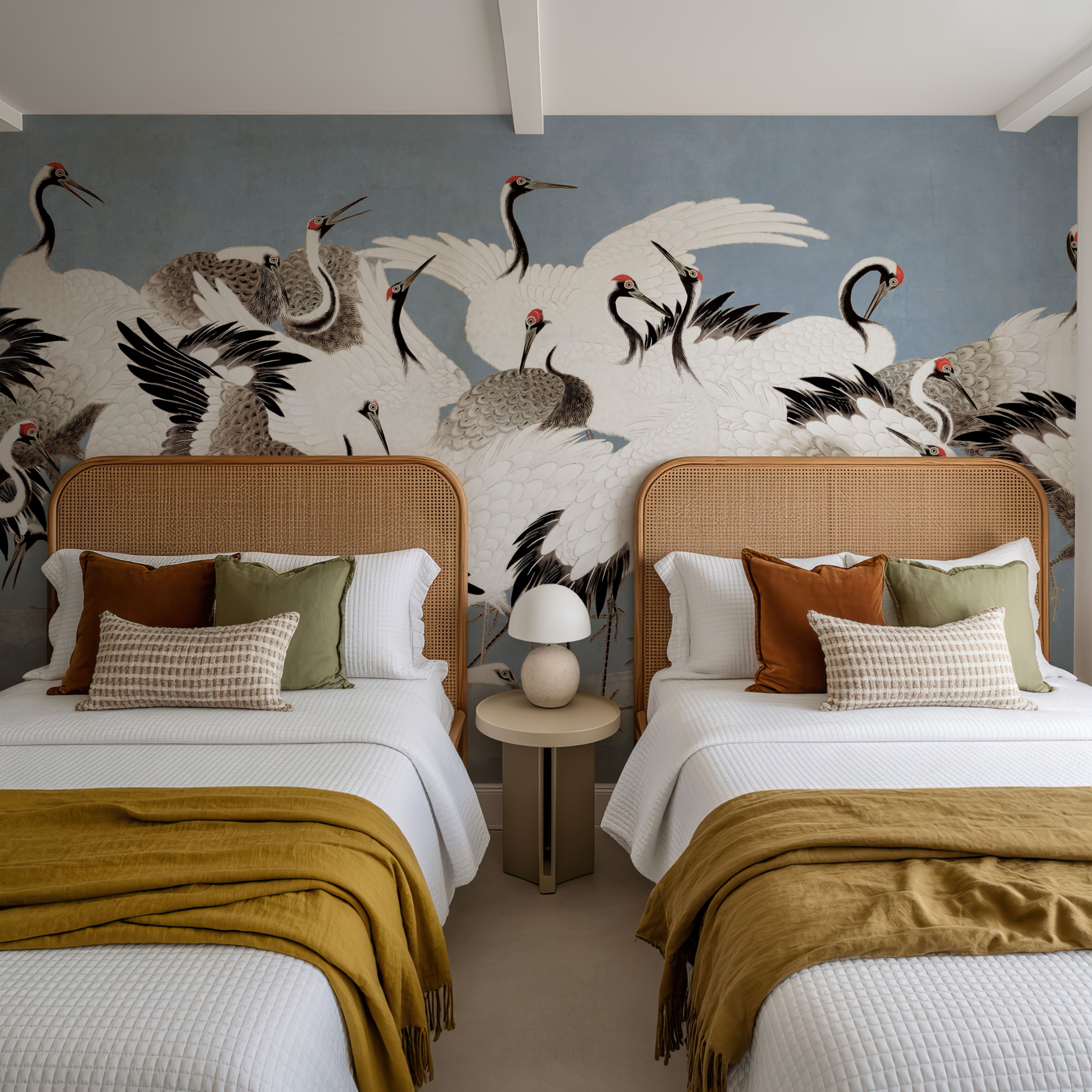 Japanese Flock of Cranes, Misty Sky