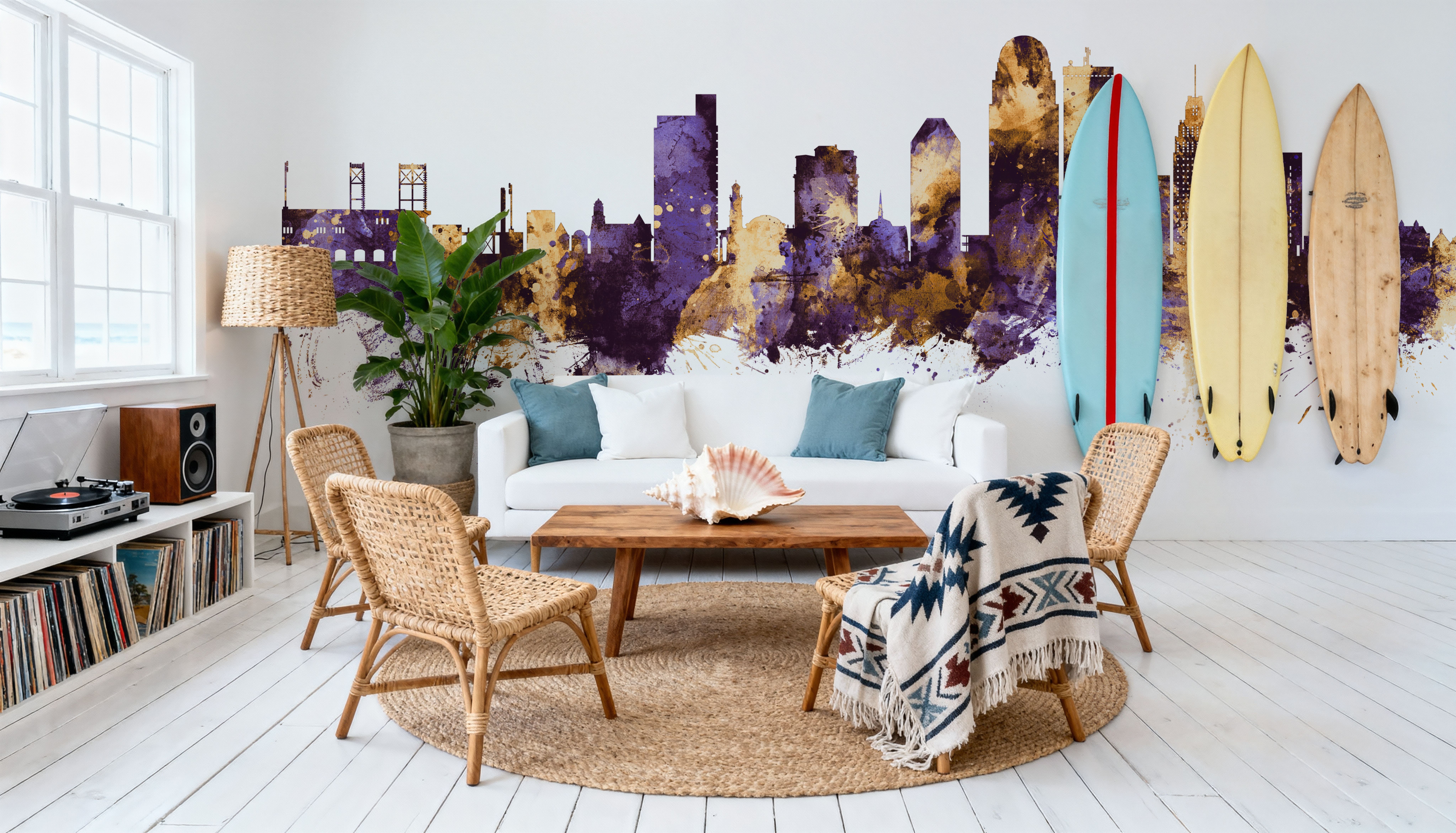 Winston-Salem North Carolina Skyline Purple & Gold