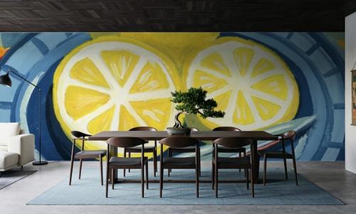 Sliced Lemons on Plates