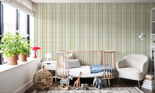 Wavy Stripes, Green & Rust