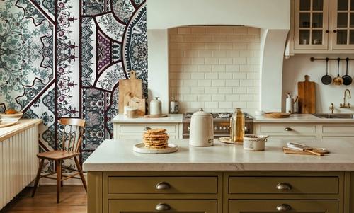 Eastern Tales, Teal & Beige