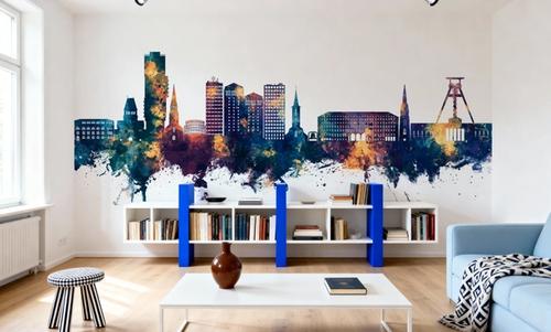 Bochum Germany Skyline Blue & Bronze