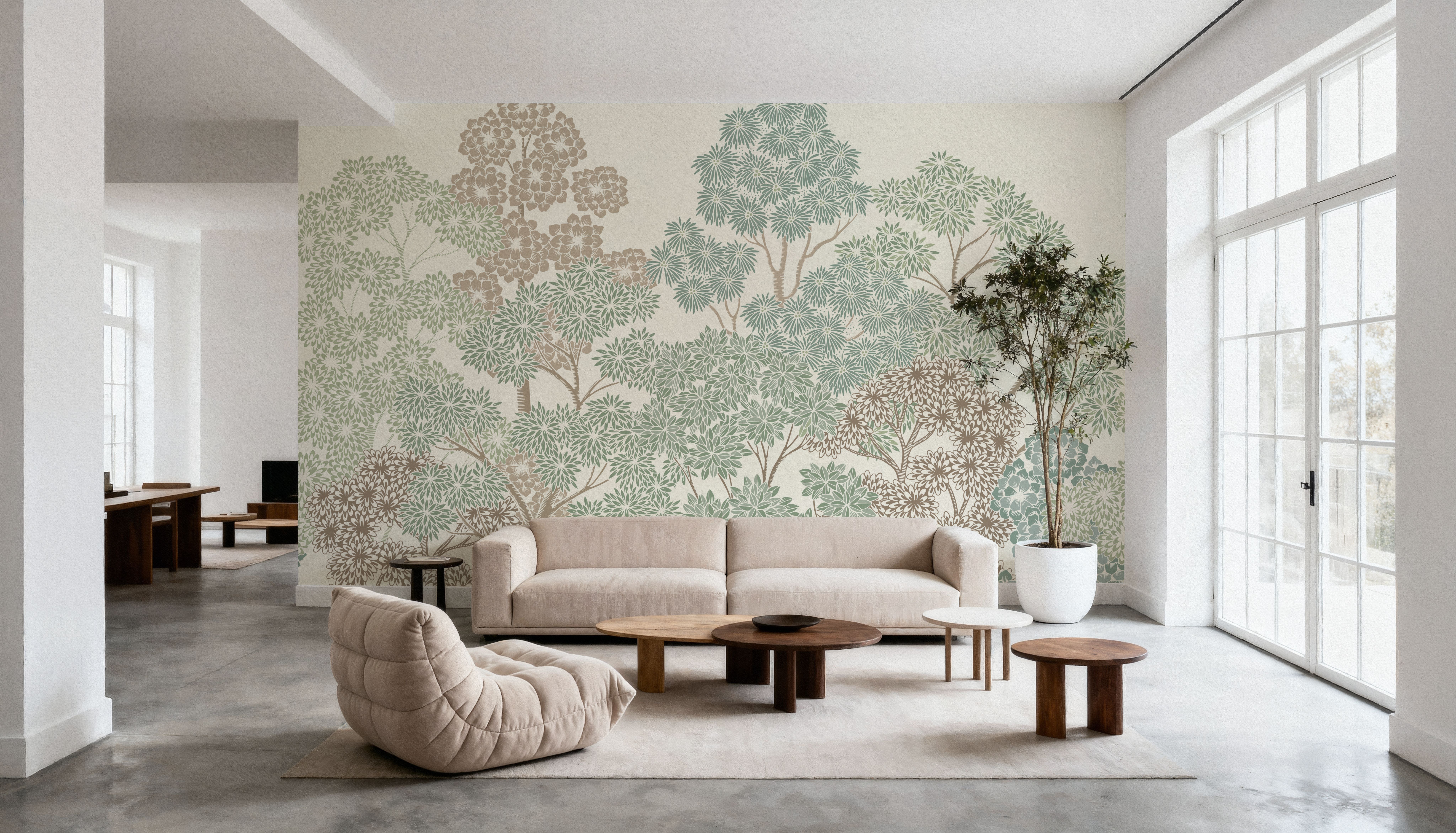 Overleaf Woodland, Light Green, Wallpaper