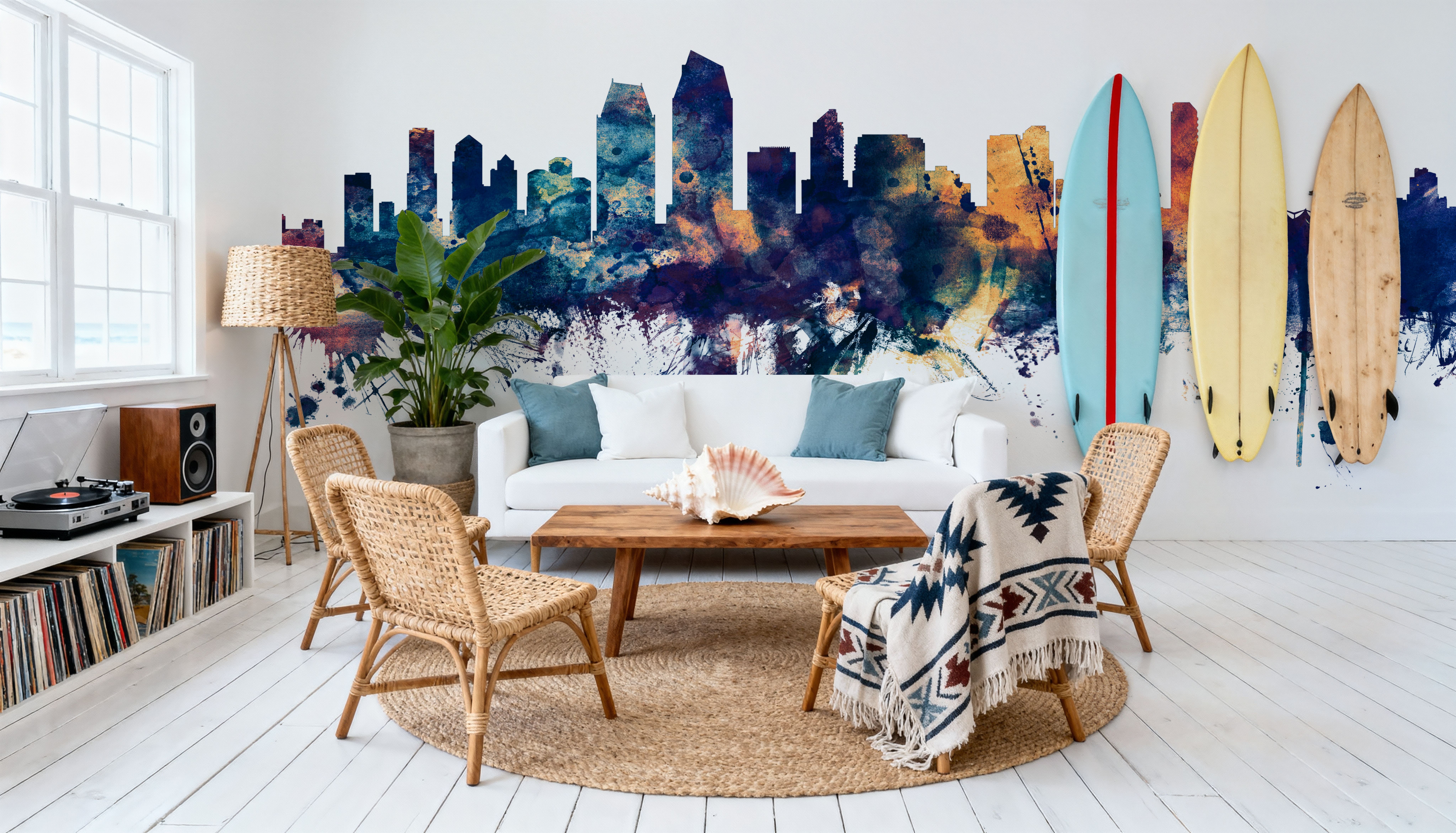 San Diego California Skyline Blue & Bronze