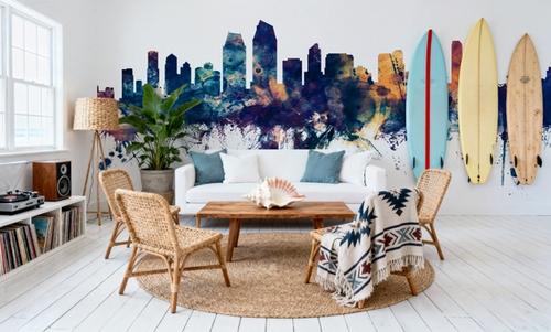 San Diego California Skyline Blue & Bronze