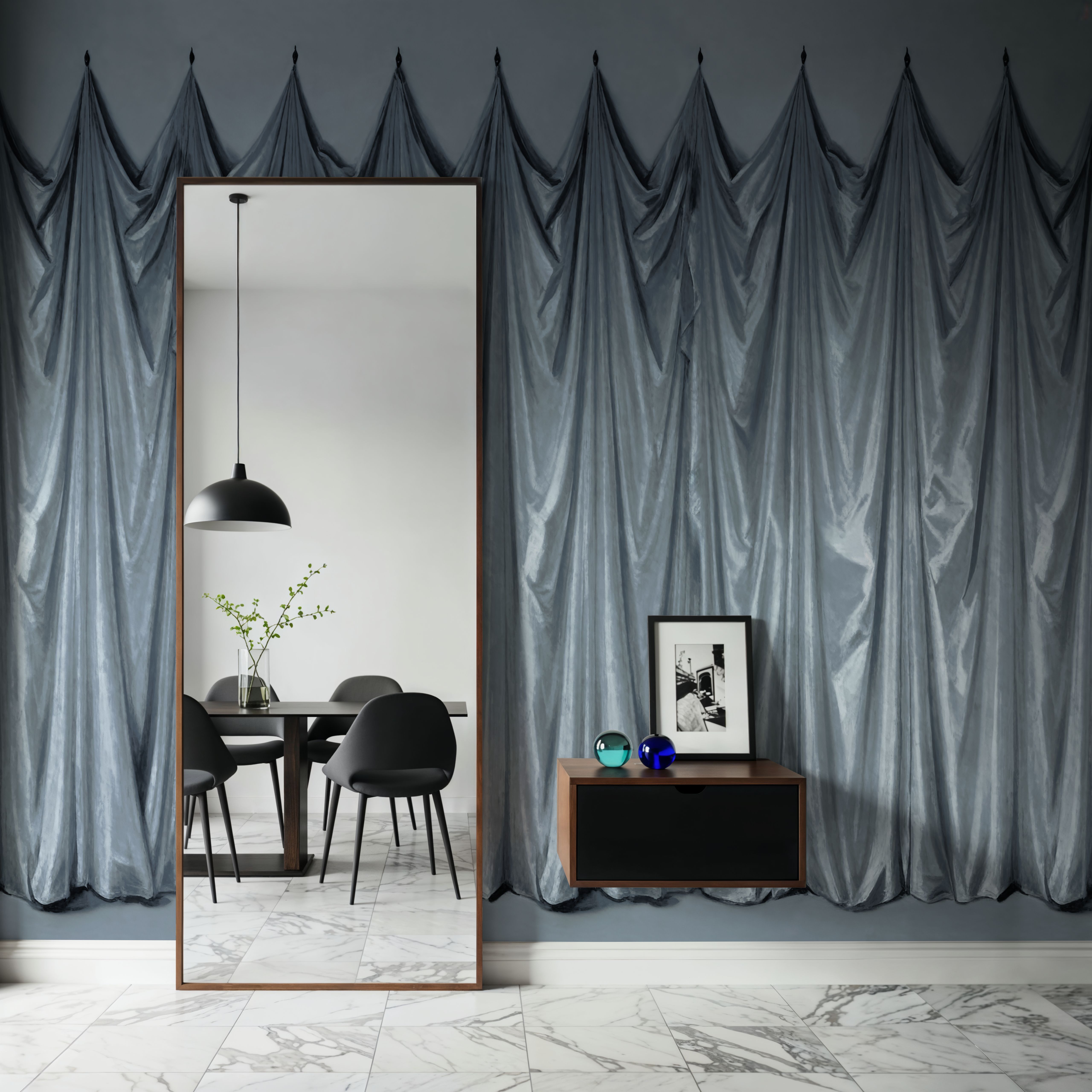 Medici Drapes, Stone Blue