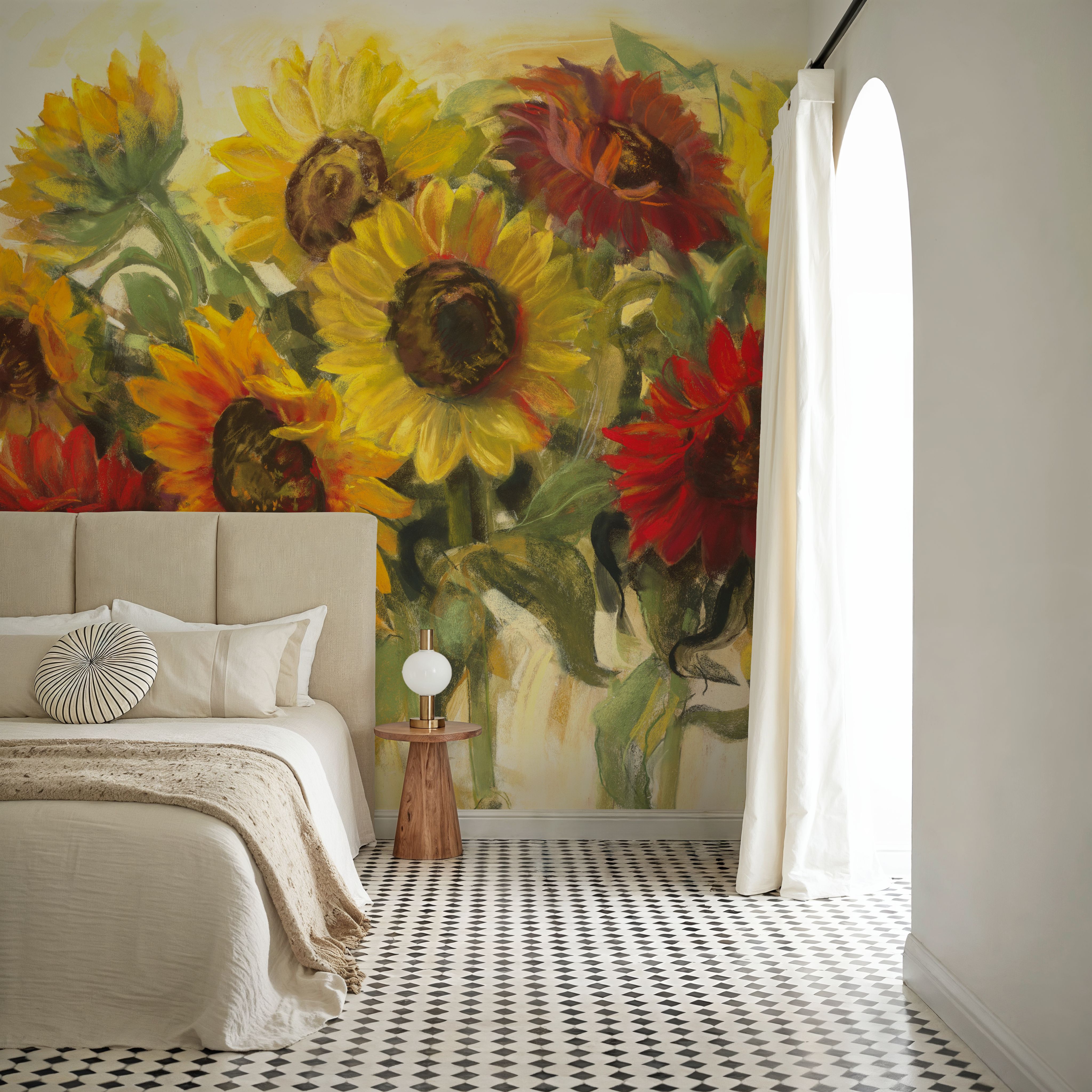 Gathering Sunflowers on White