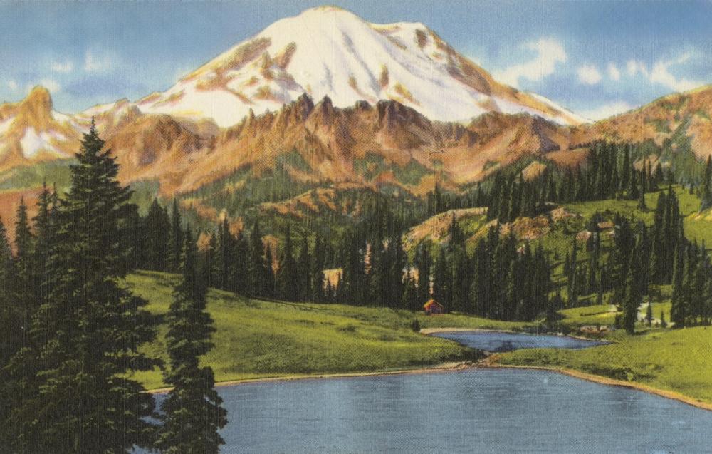 Greetings from Mount Rainier - Screenprint Postcard