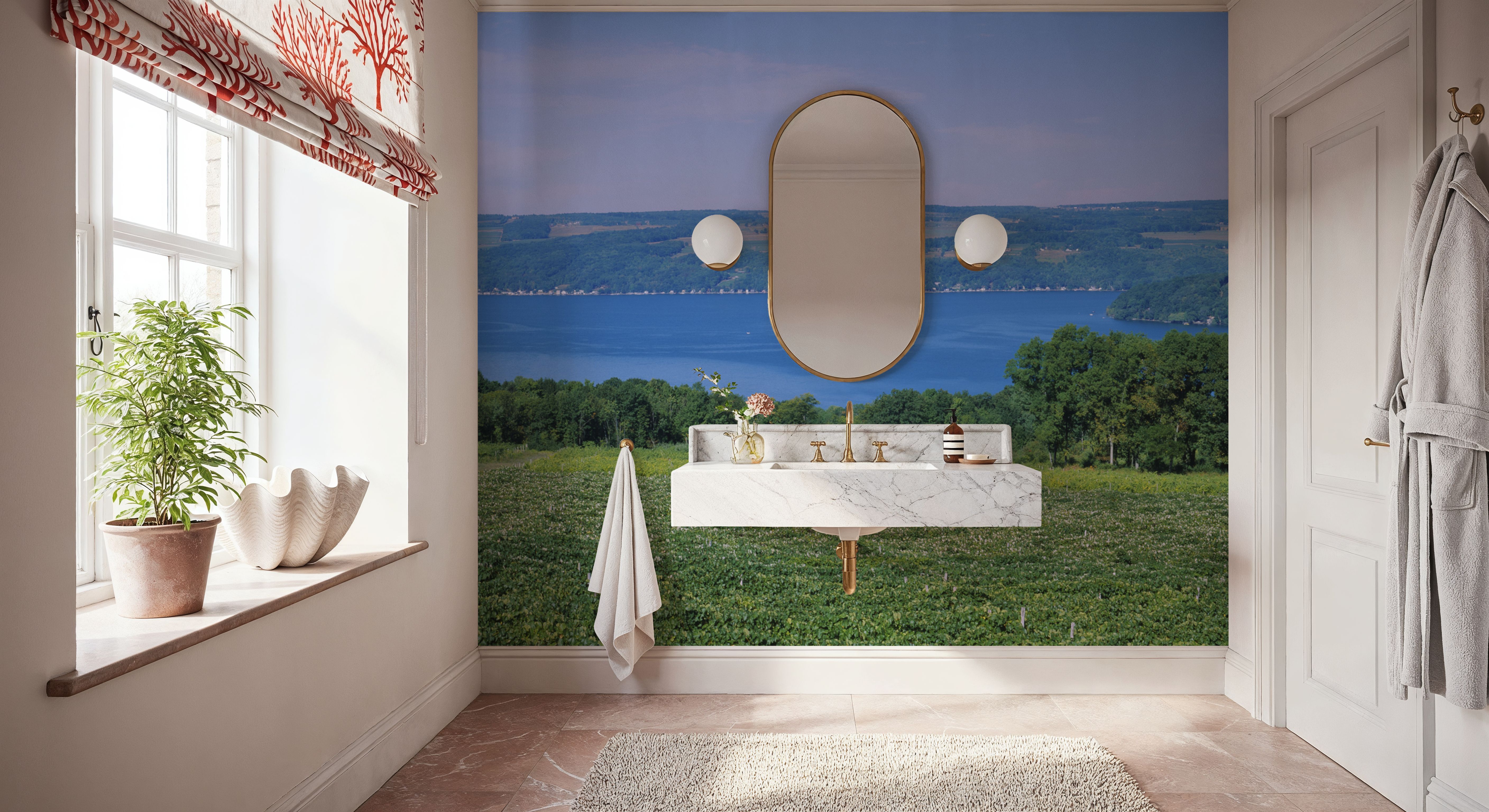 Vineyard Lakeside Serenity, Wallpaper