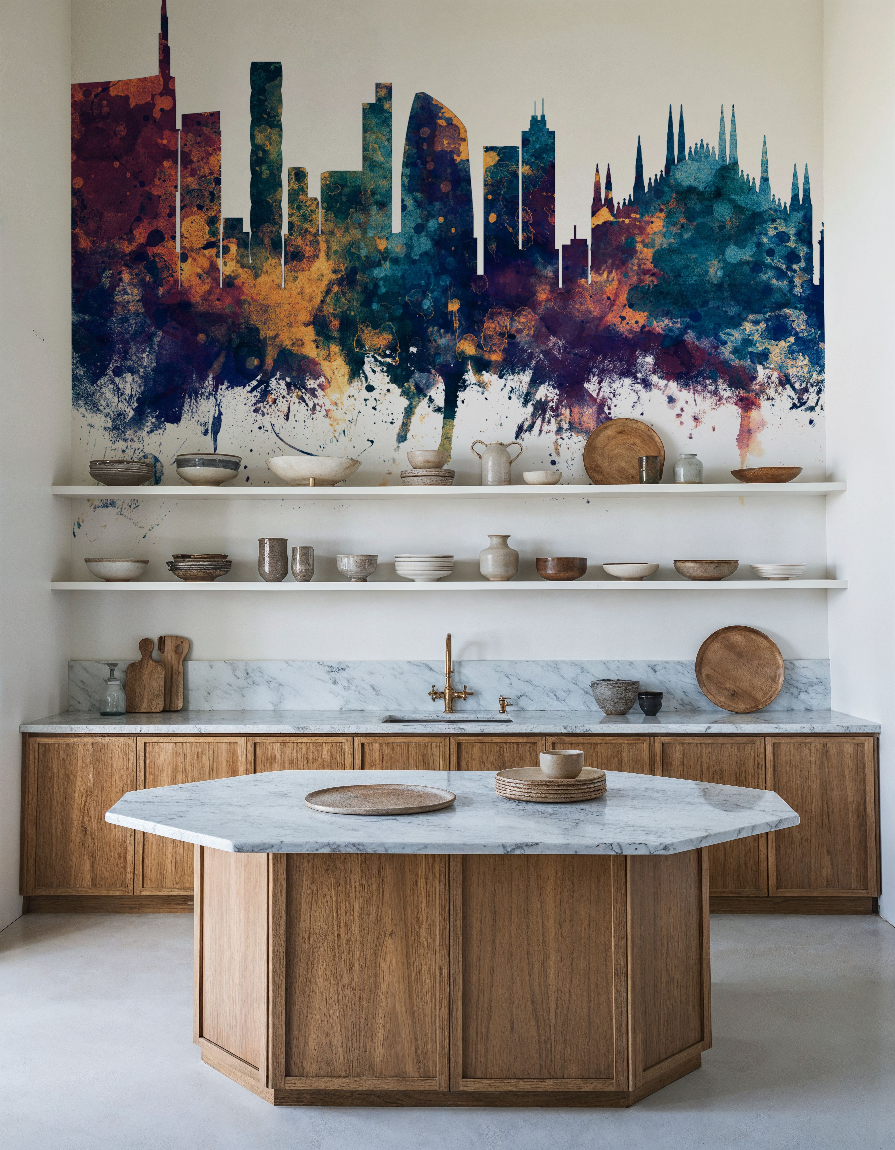 Milan Italy Skyline Blue & Bronze