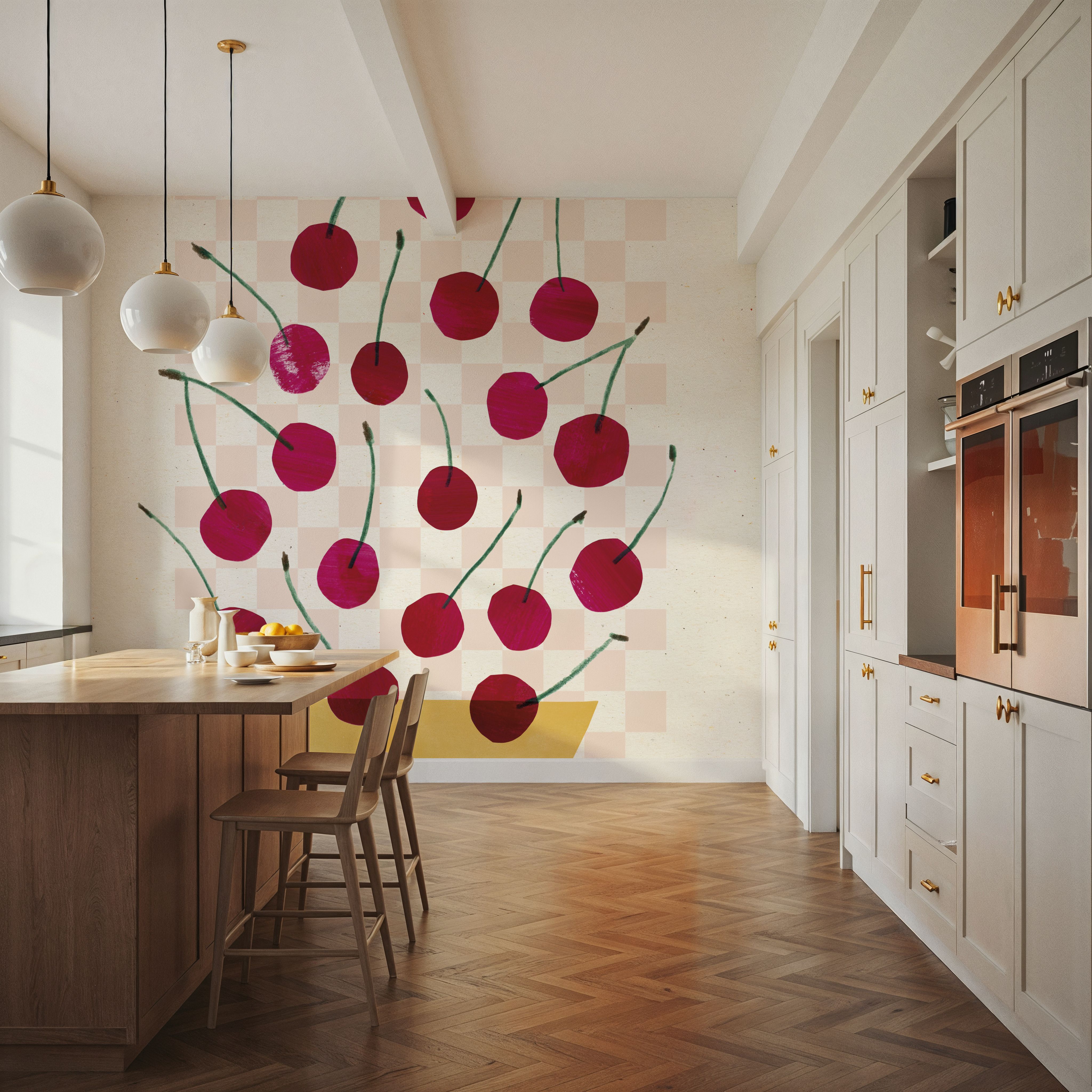 Wall Mural - Falling Fruit I - Fruits Nature mural wallpaper - Hallway staircases - Wallism US - Premium, Textured or Peel & Stick