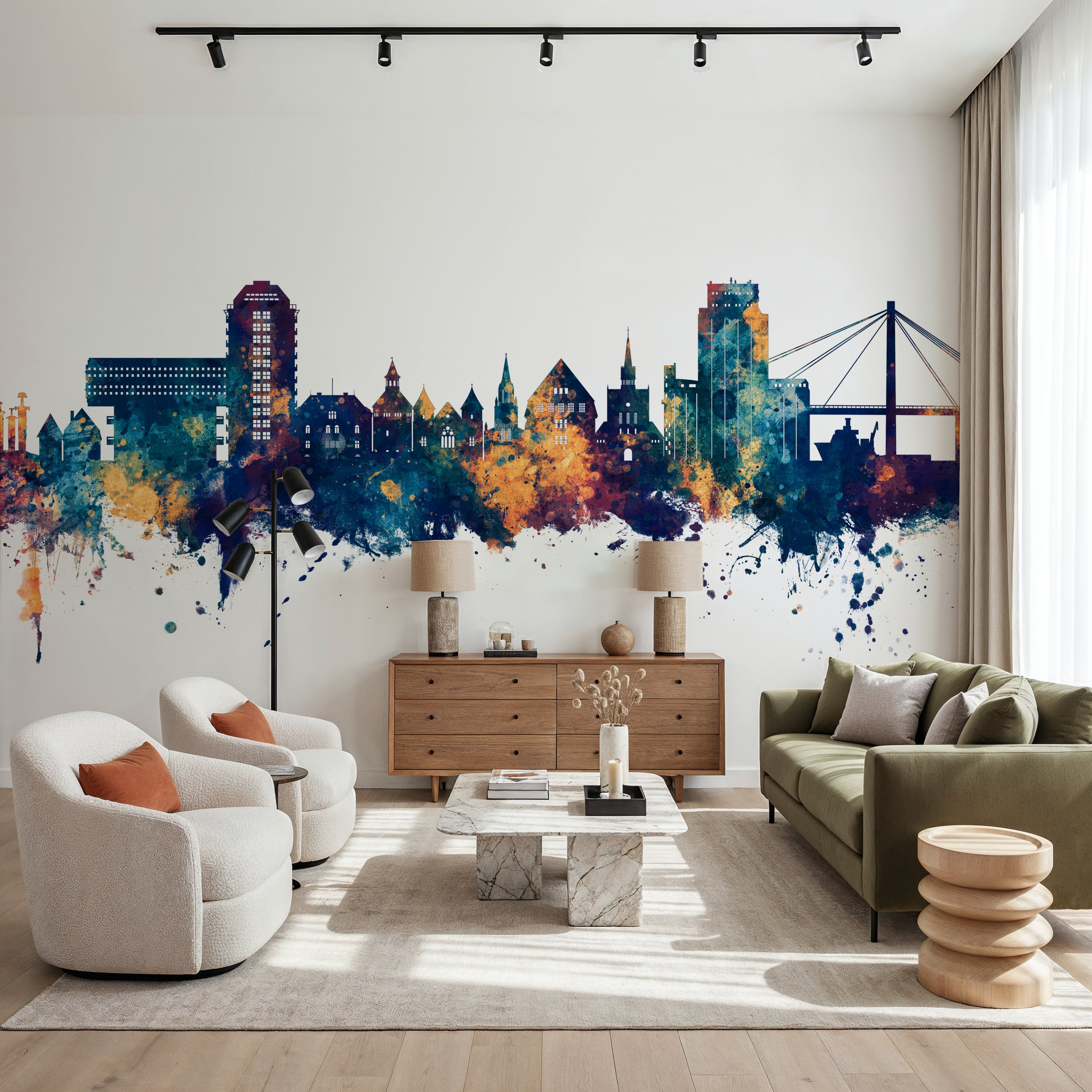 Stavanger Norway Skyline Blue & Bronze